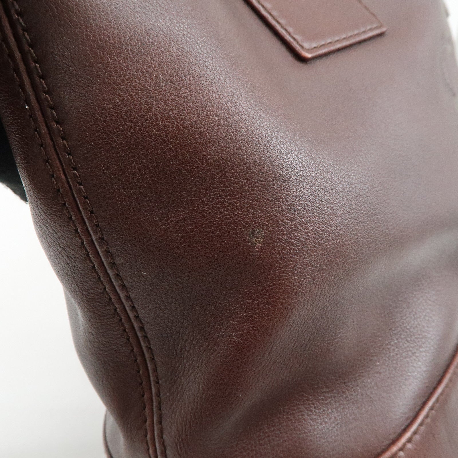 LOEWE Anagram Amazone 28 Leather Tote Bag Hand Bag Dark Brown Used