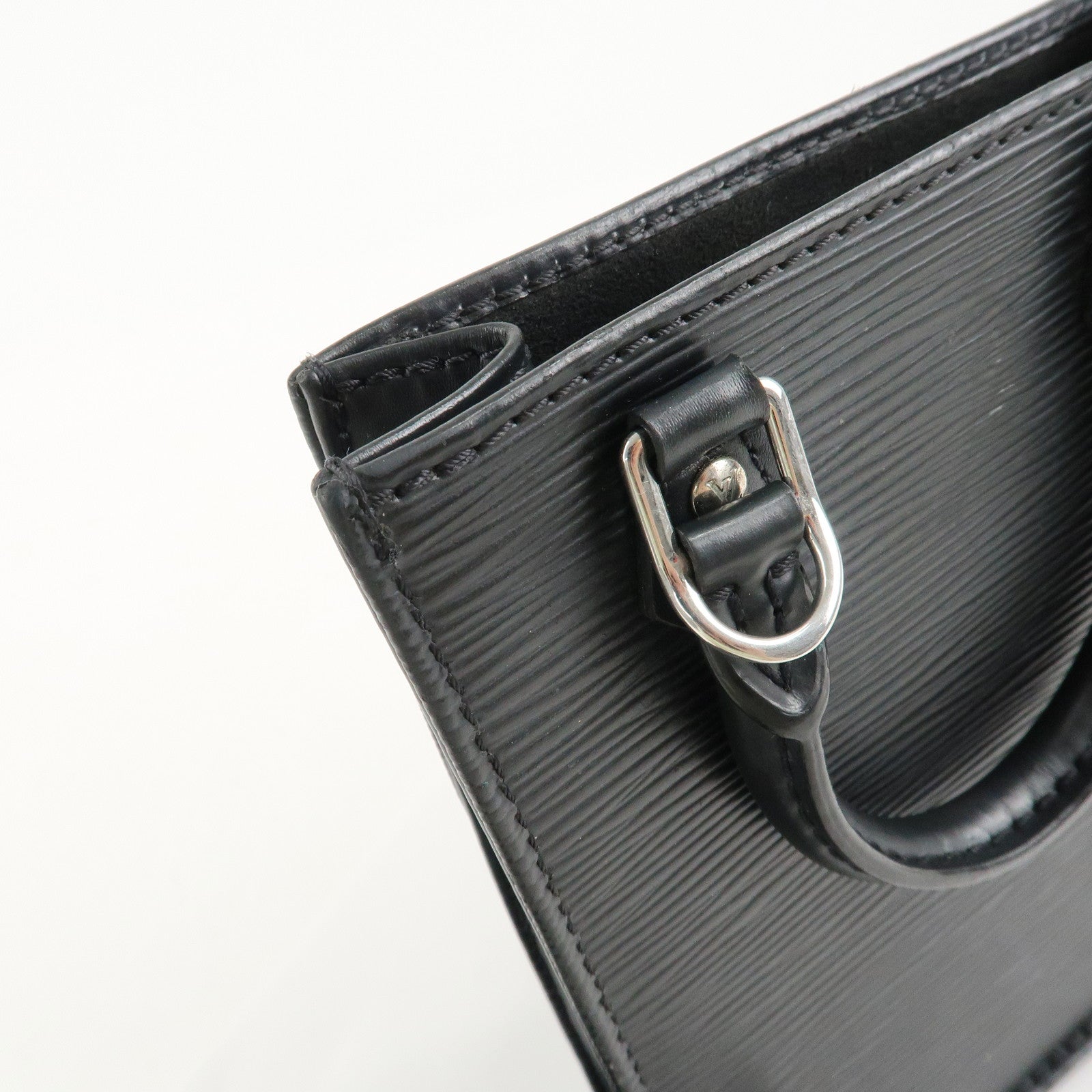 Louis Vuitton Epi Petit Sac Plat Hand Bag Noir Black M69441 Used