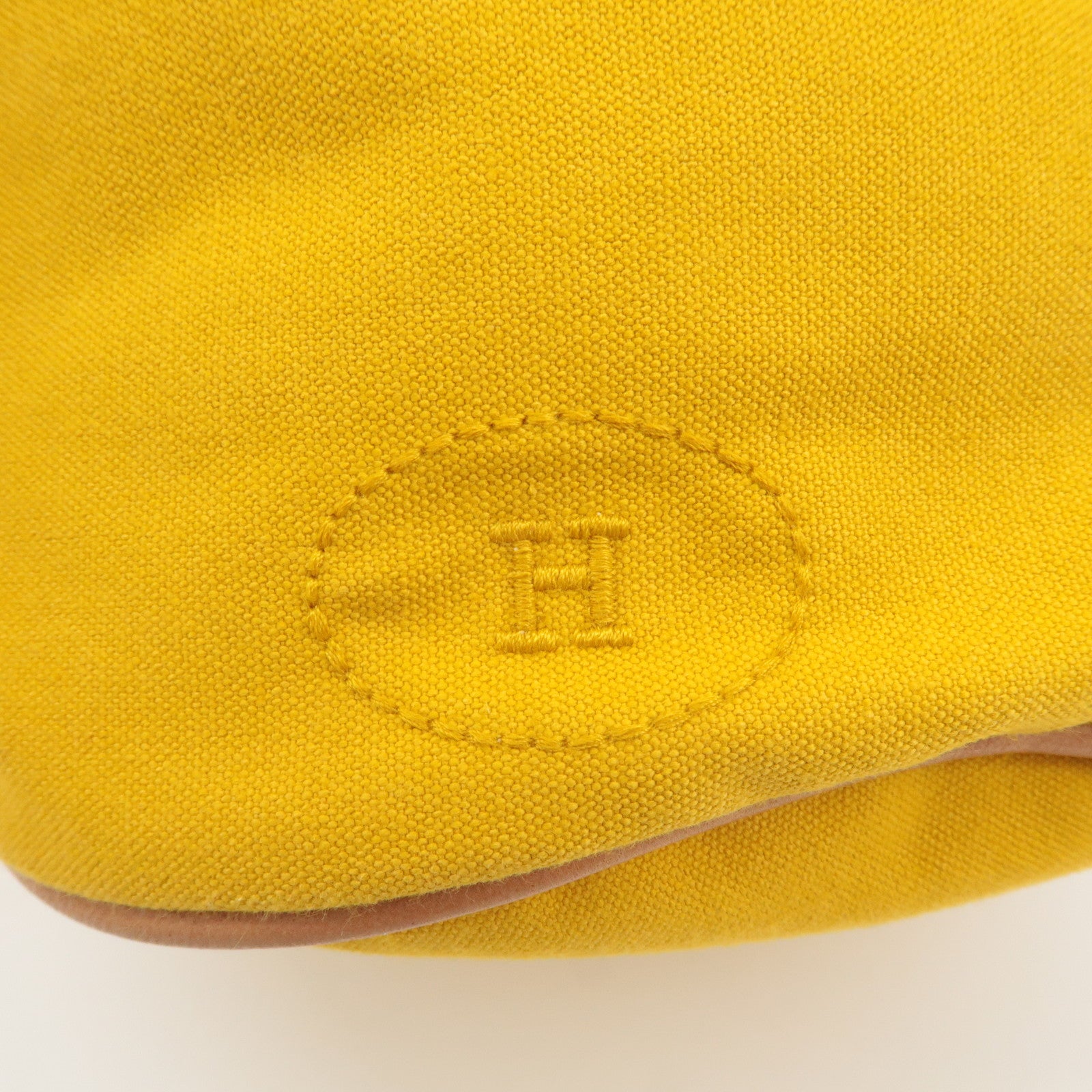 HERMES Canvas Leather Porochon Mimil PM Shoulder Bag Yellow Used