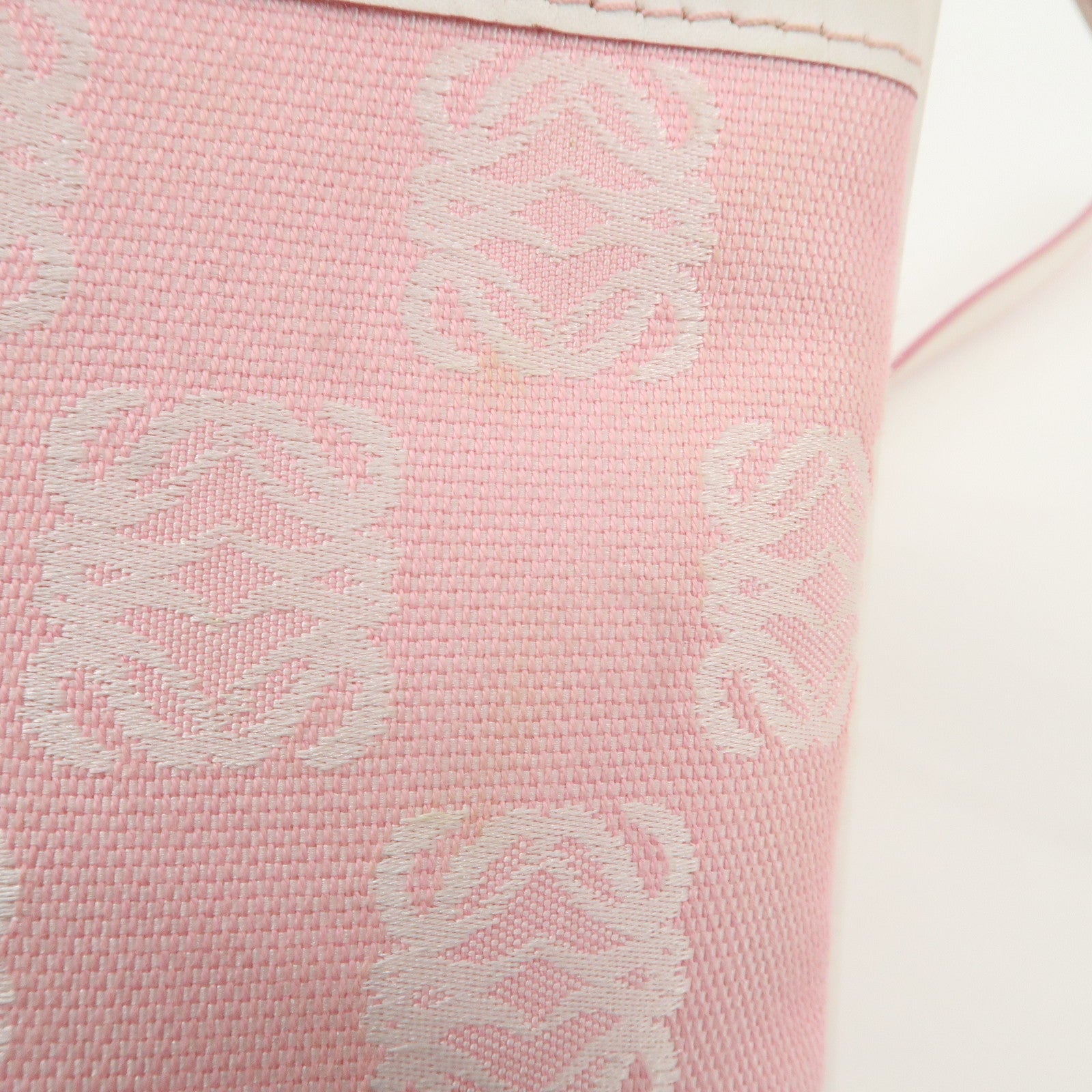 LOEWE Anagram Canvas Leather Shoulder bag Pink Used