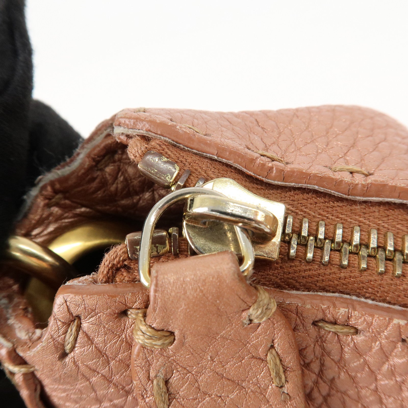 FENDI Zucca Canvas Leather Shoulder Bag Brown Black 8BT146 Used