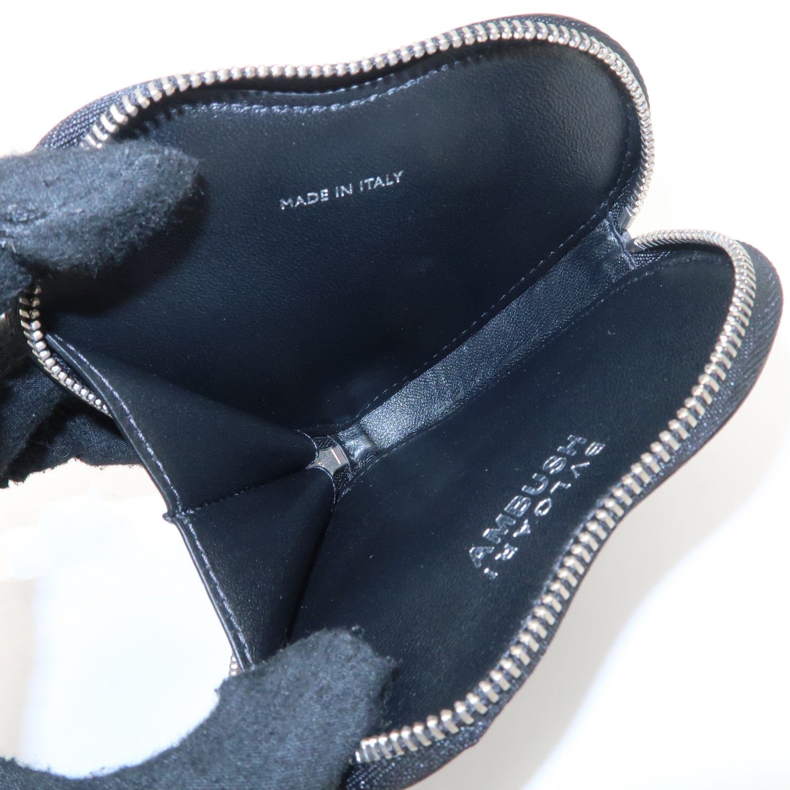 BVLGARI Leather AMBUSH Serpenti Heart Zipper Coin Case Black Used