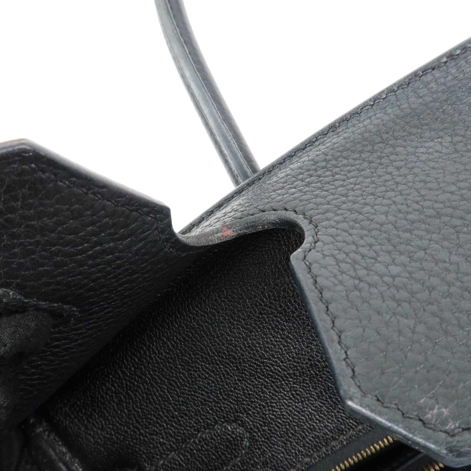 HERMES Taurillon Clemence Birkin 30 M stamped Black Gold Used