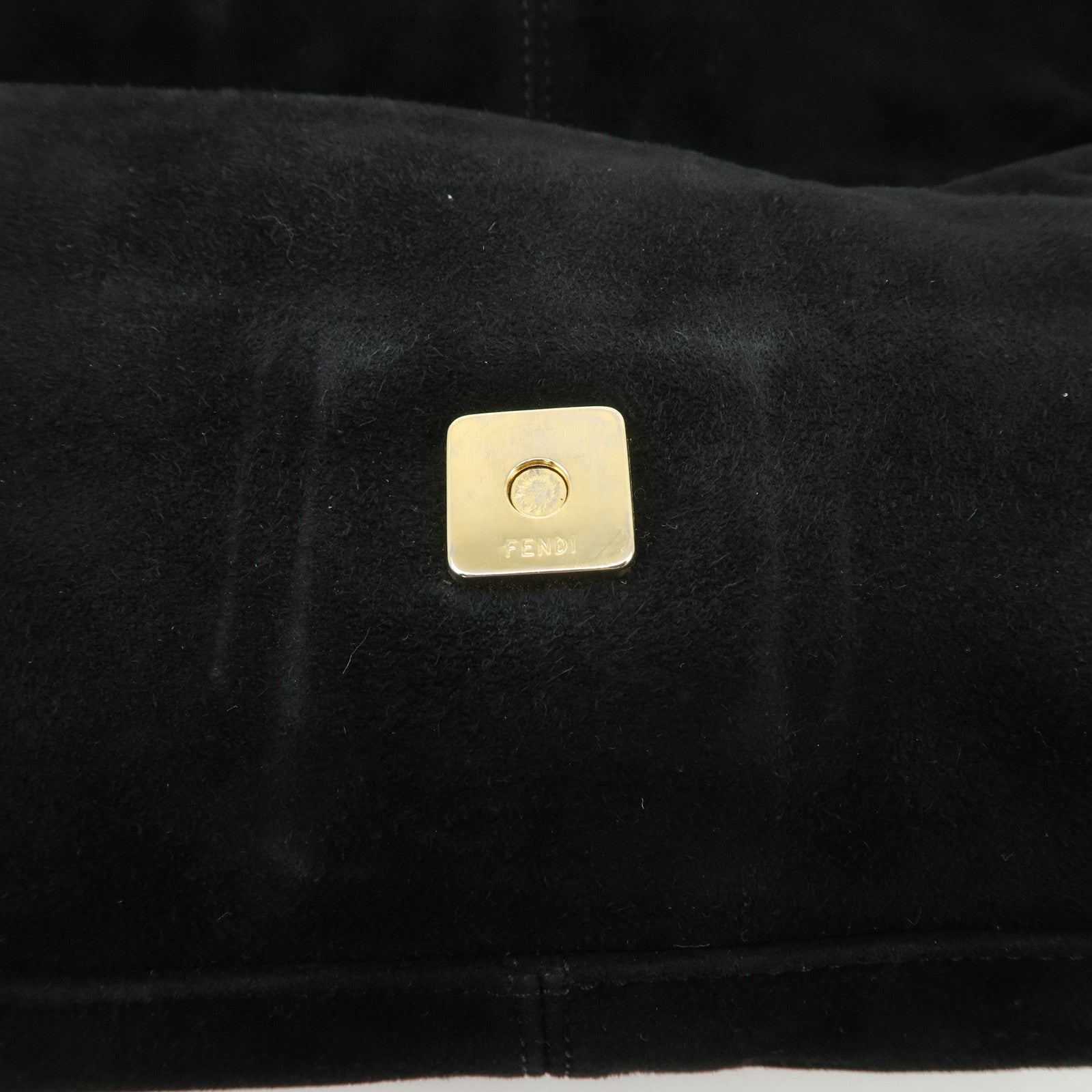 FENDI Mamma Bucket Suede Leather Shoulder Bag Black 26424 Used