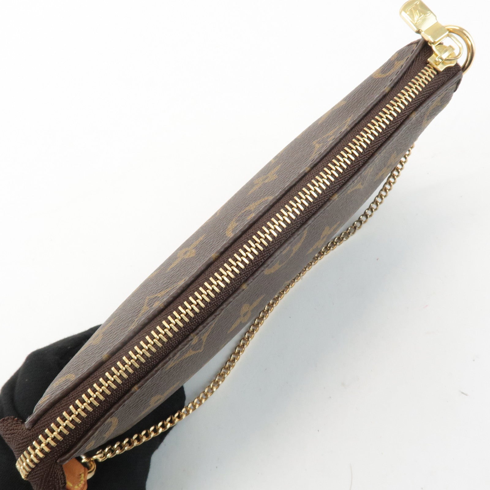 Louis Vuitton Bucket PM Pouch Hand Bag Brown Gold Hardware Used