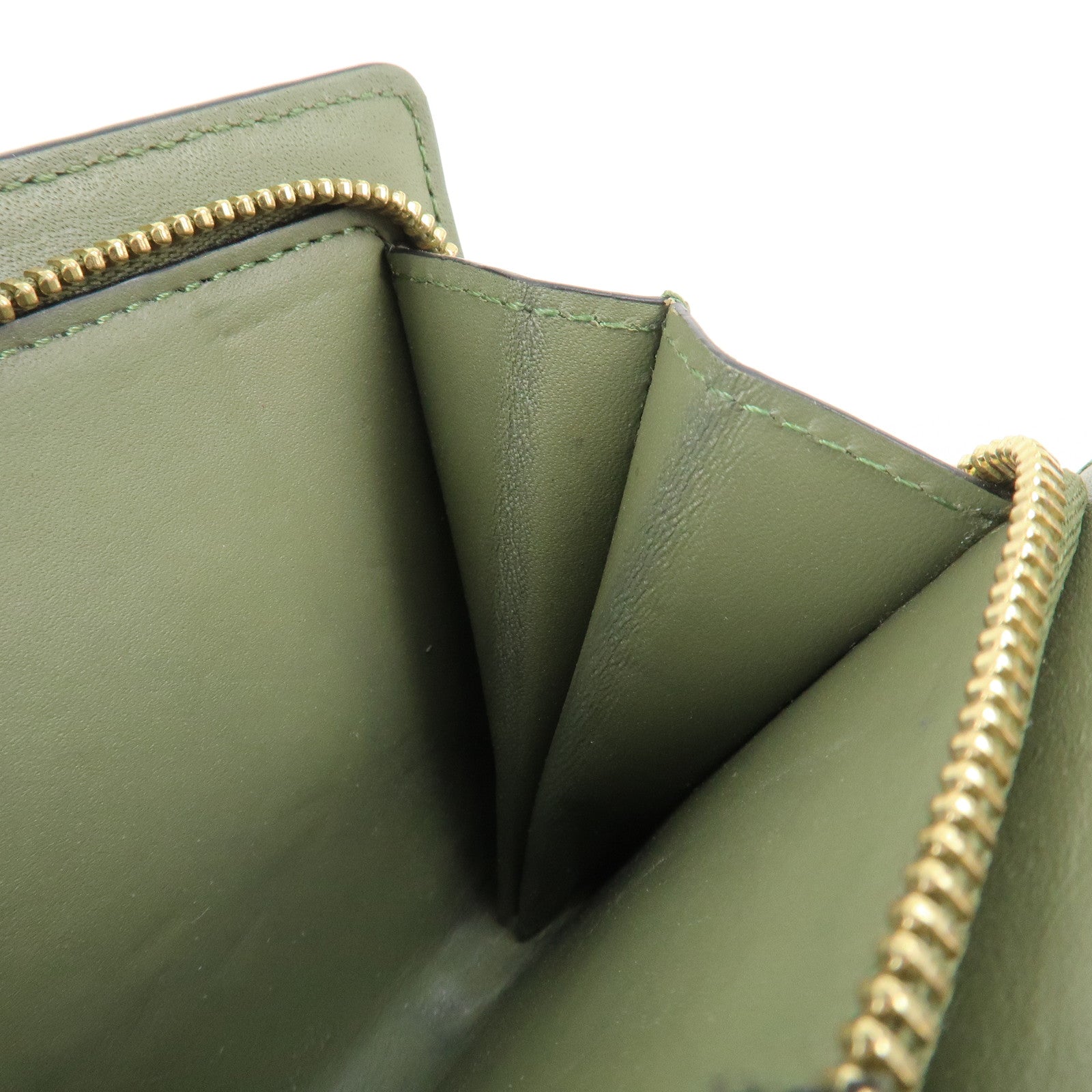 LOEWE Anagram Leather Zippy Bi-fold Wallet Avocado Green Used
