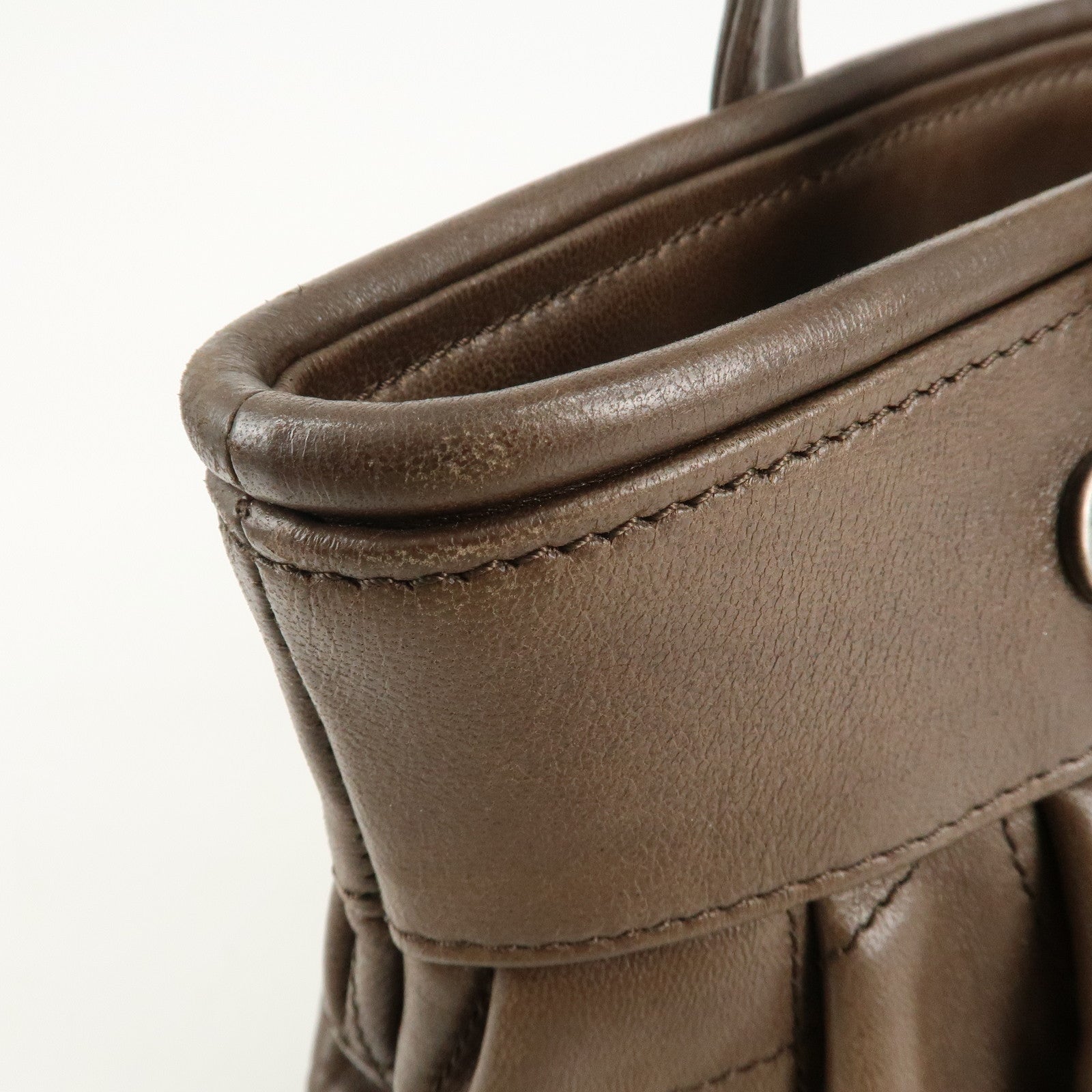 CHANEL Matelasse Leather Hand Bag Tote Bag Brown Used
