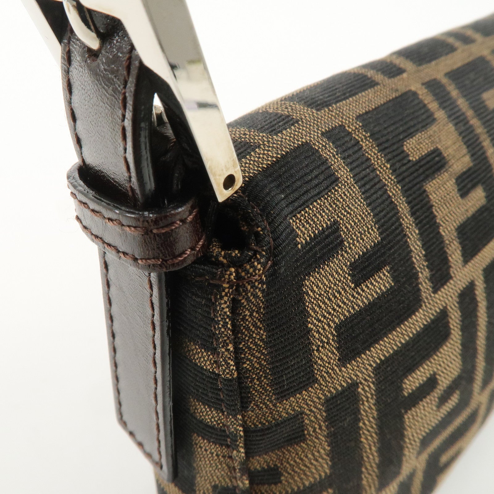 FENDI Mamma Baguette Zucca Canvas Leather Shoulder Bag 26424 Used