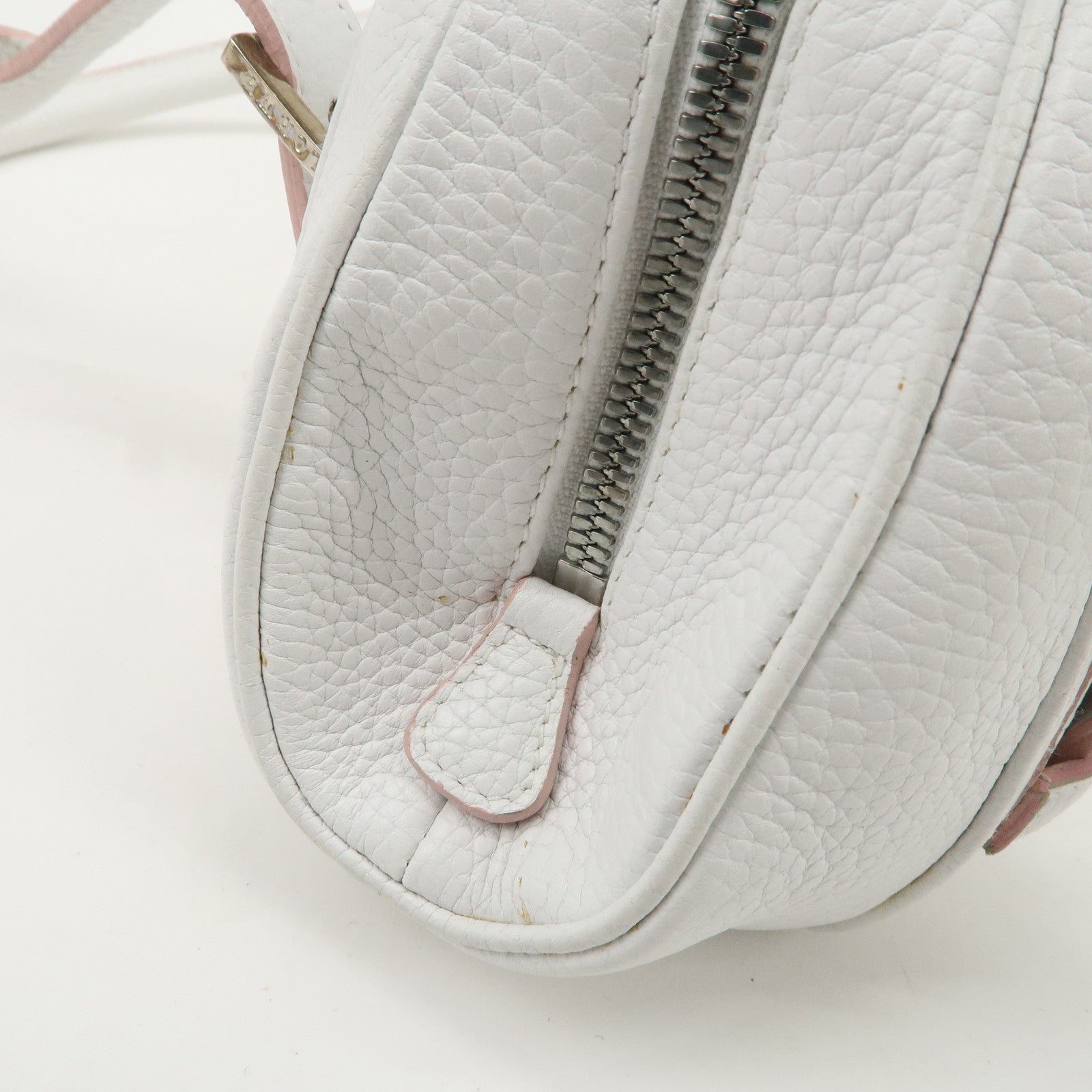 LOEWE Leather Senda Boston Bag Hand Bag White Used
