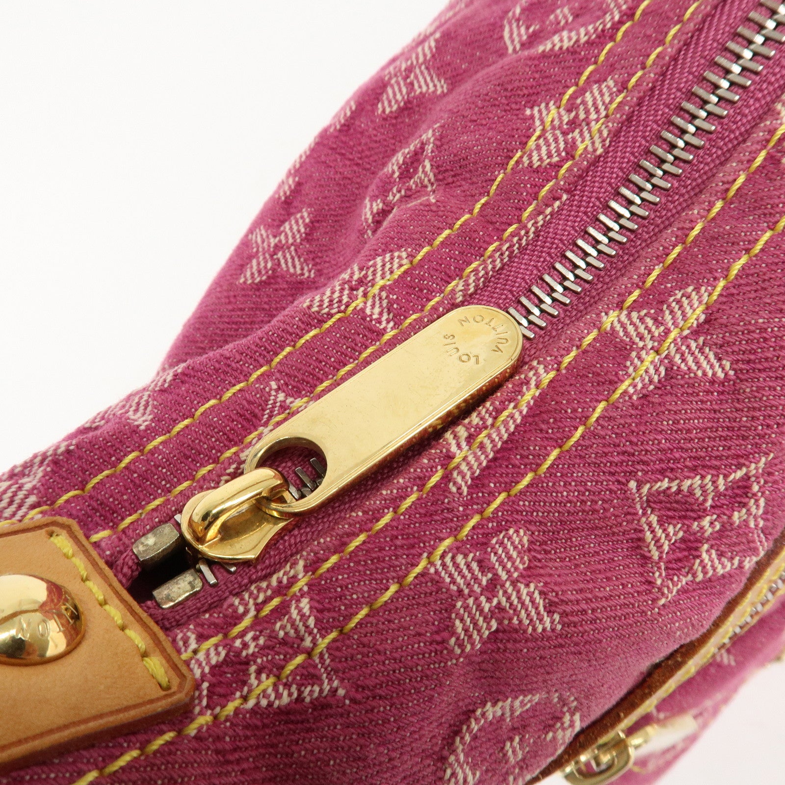 Louis Vuitton Monogram Denim Baggy PM Shoulder Bag Fuchsia M95212 Used