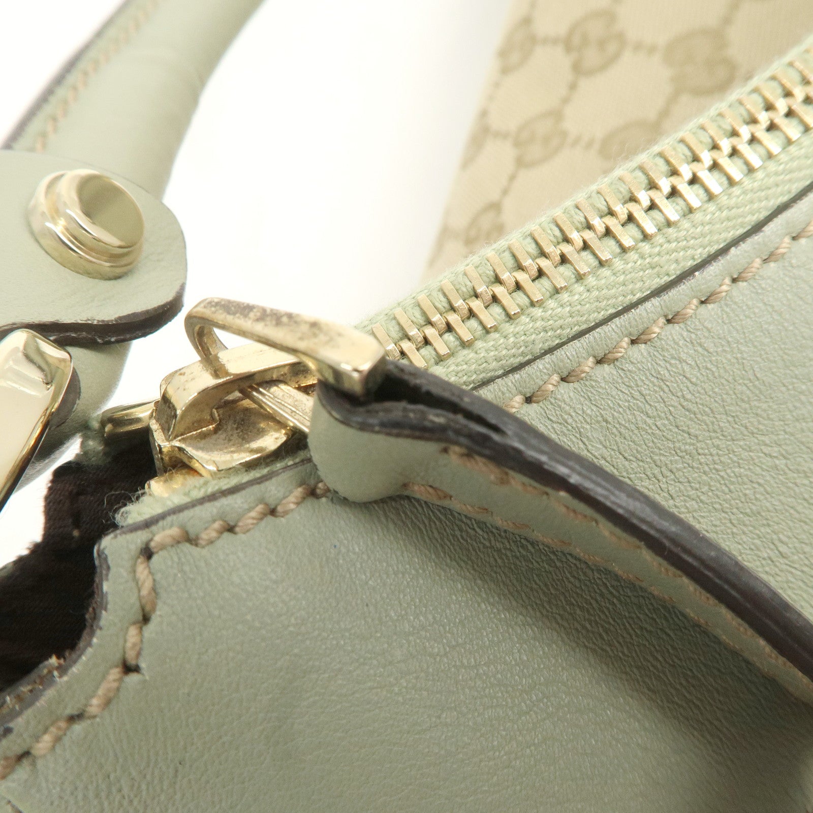 GUCCI Abbey GG Canvas Leather Shoulder Bag Beige Gold 189833 Used