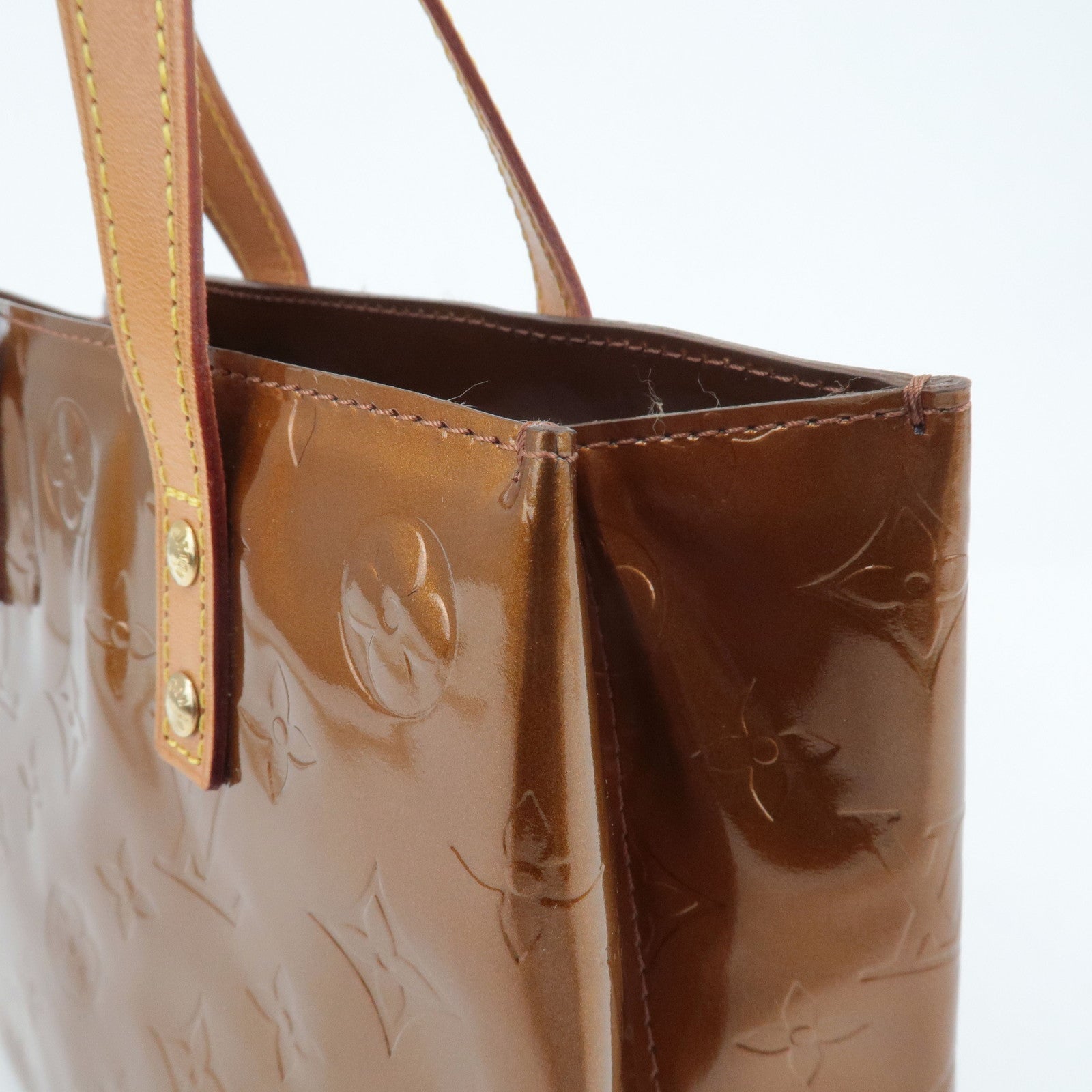 Louis Vuitton Monogram Vernis Lead PM Hand Bag Bronze M91146 Used
