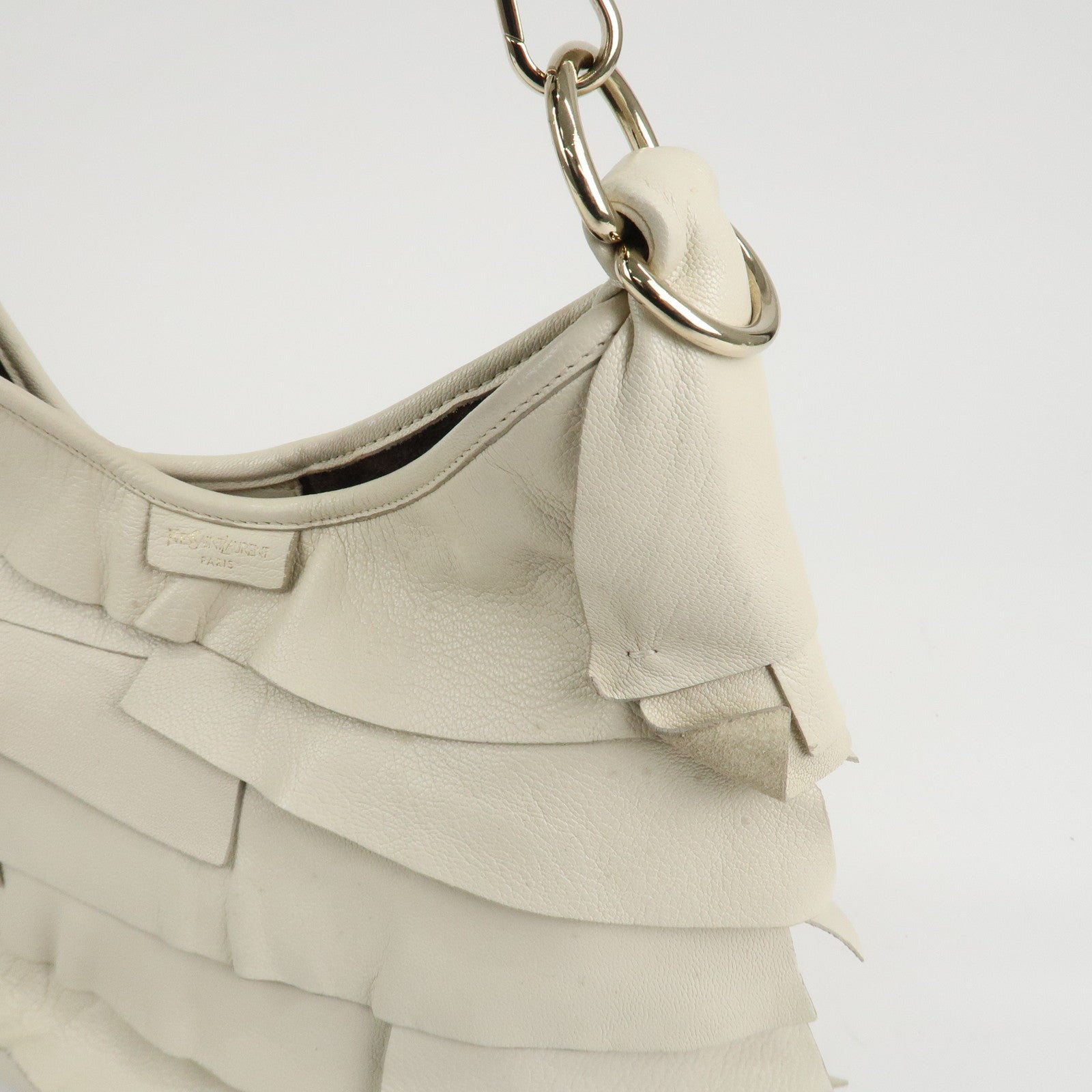 Saint Laurent Paris Leather Saint Tropez One Shoulder Bag Ivory Used