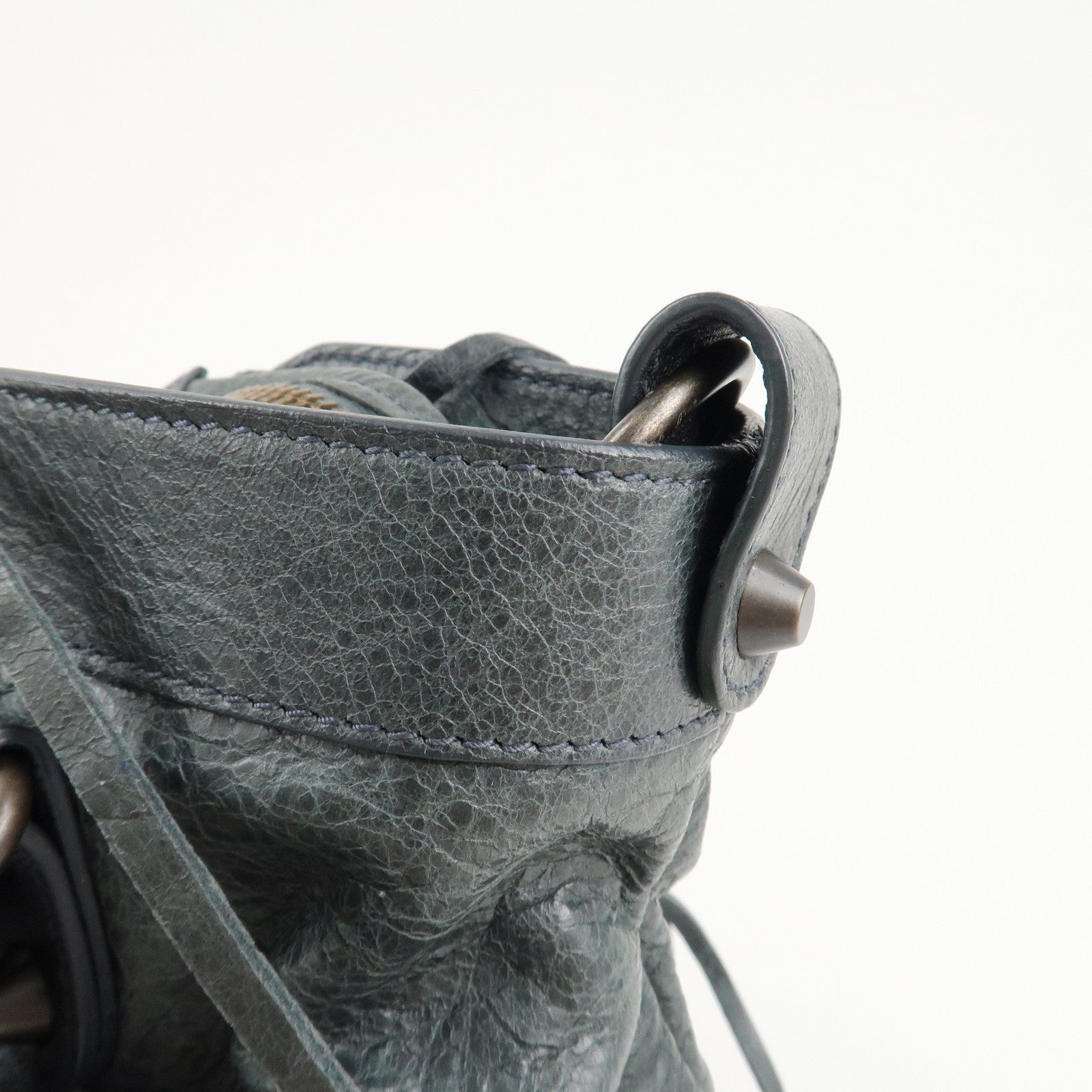 BALENCIAGA The City Leather 2way Bag Hand Bag Green 240579 Used