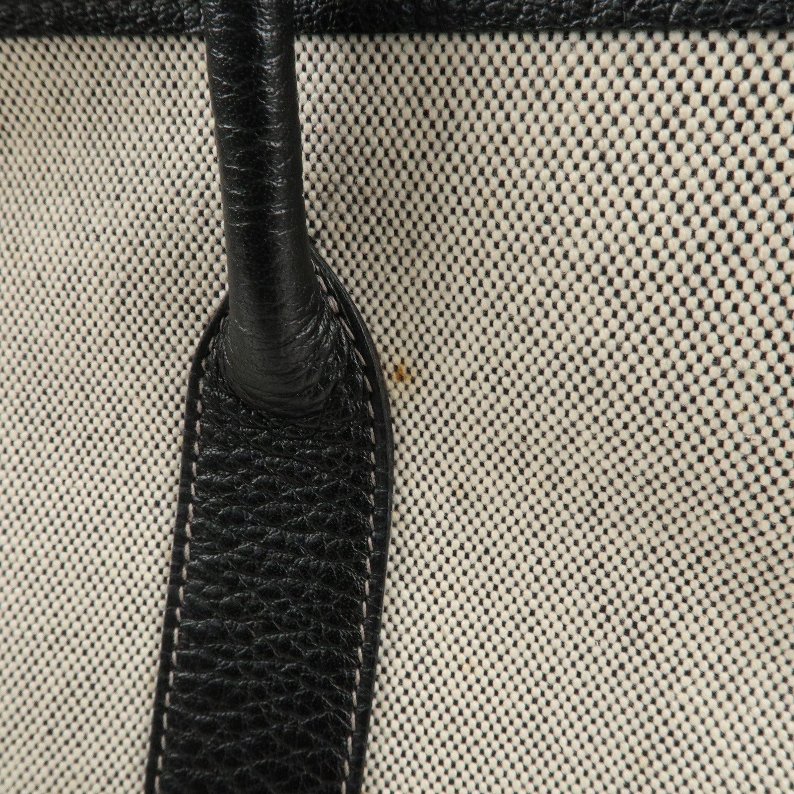 HERMES Garden Party Toile Ash Leather PM H Stamped Tote Bag Used