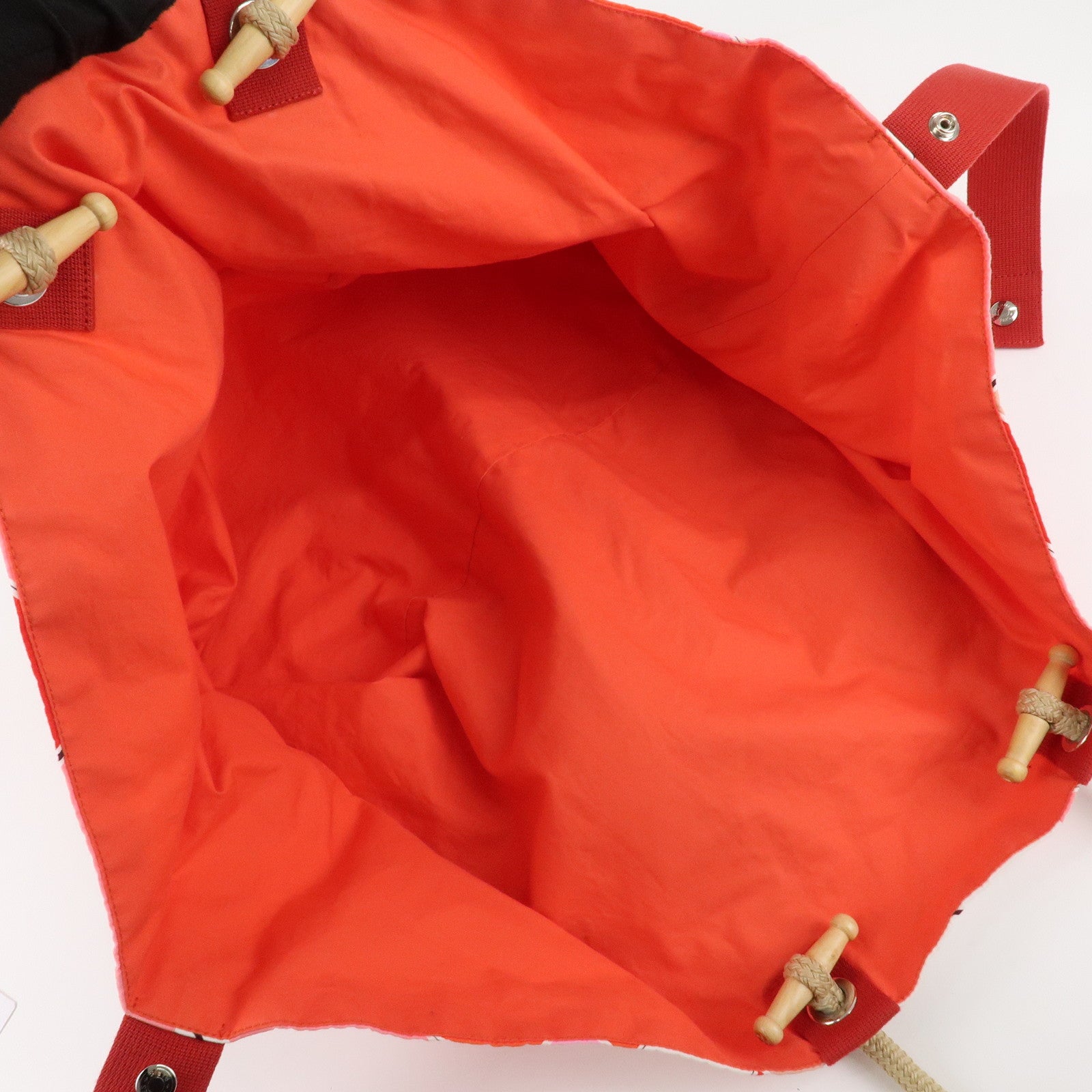 HERMES Cotton Beach Bag Cabas Drapeaux au vent Pink Used