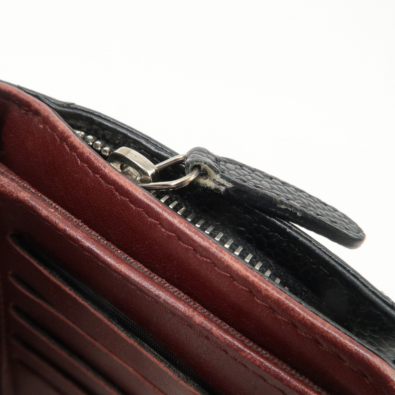 CHANEL COCO Mark Matelasse Caviar Skin Bi-fold Wallet A48667 Used