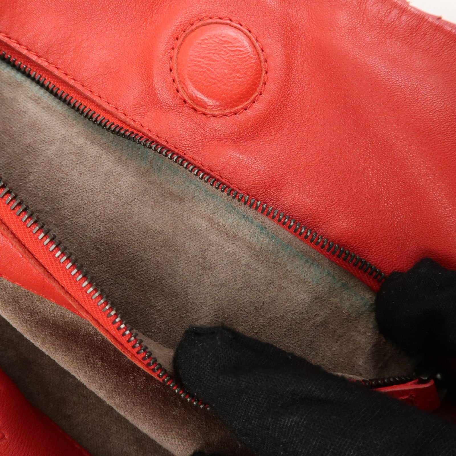 BOTTEGA VENETA Intrecciato Leather Campana Toto Bag Shoulder Bag Red Used