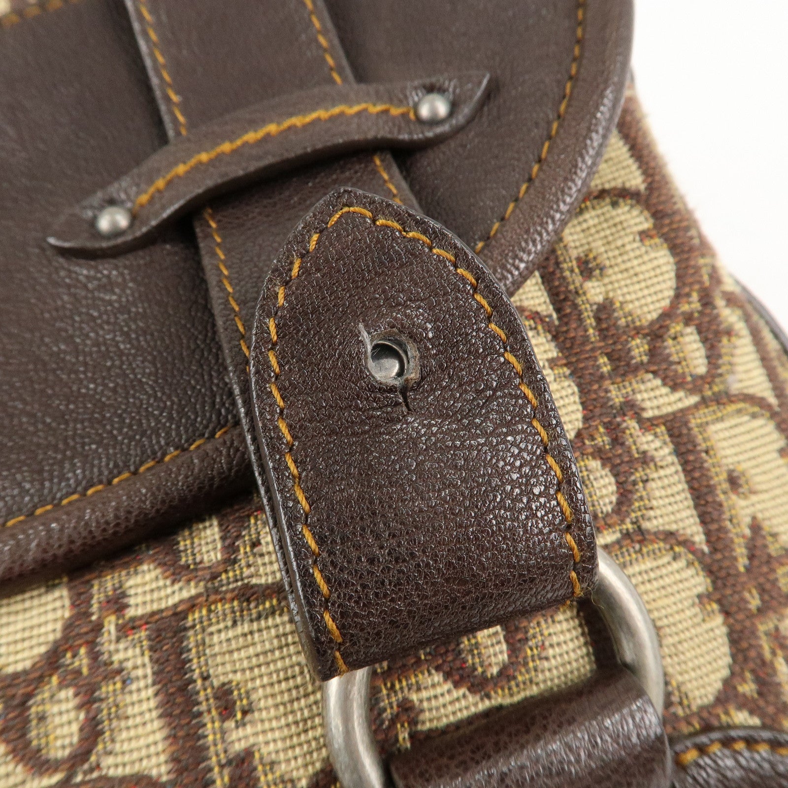 Christian Dior Trotter Canvas Leather Shoulder Bag Brown Used