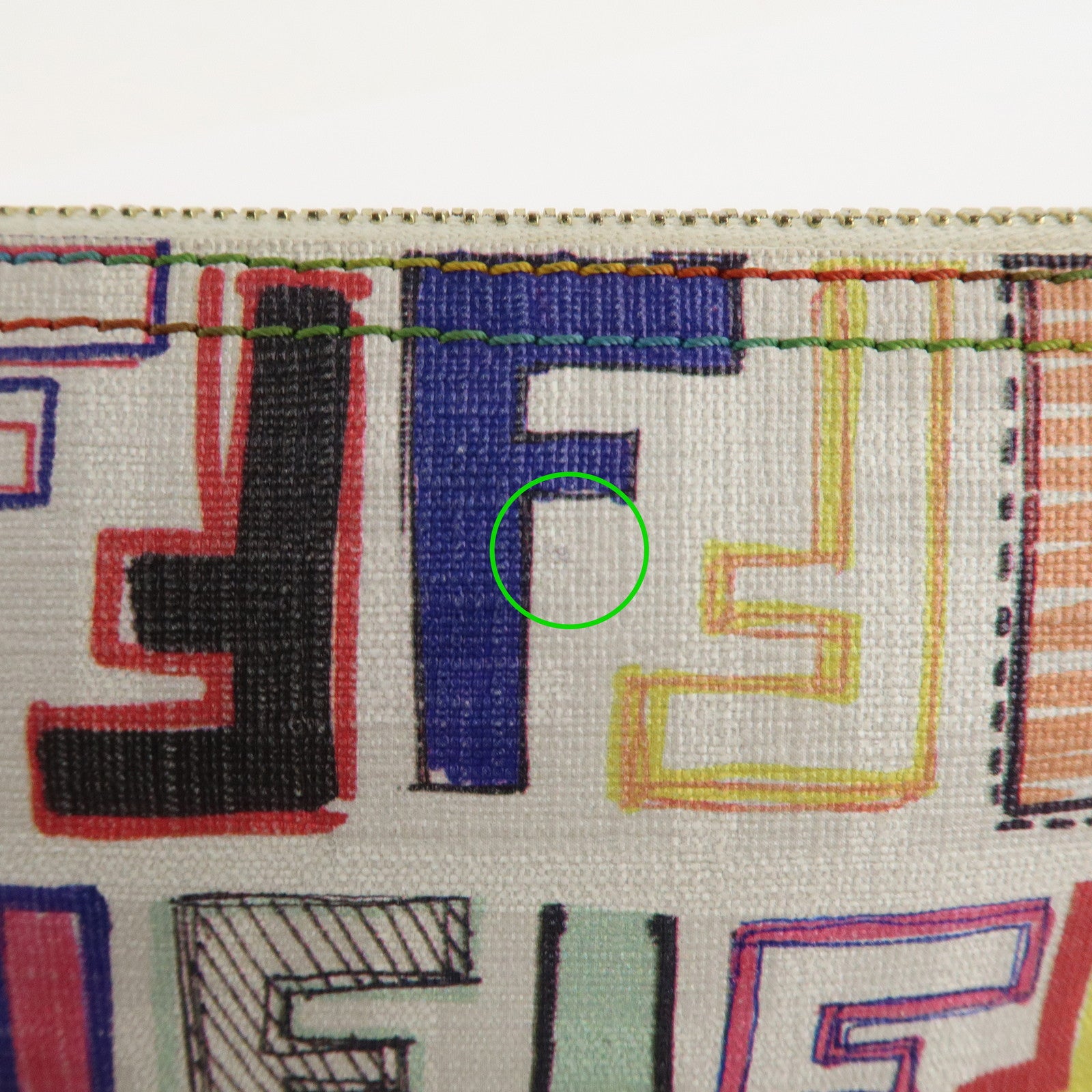 FENDI Zucca PVC Accessory Chain Pouch Multi Color Ivory 8BR592 Used