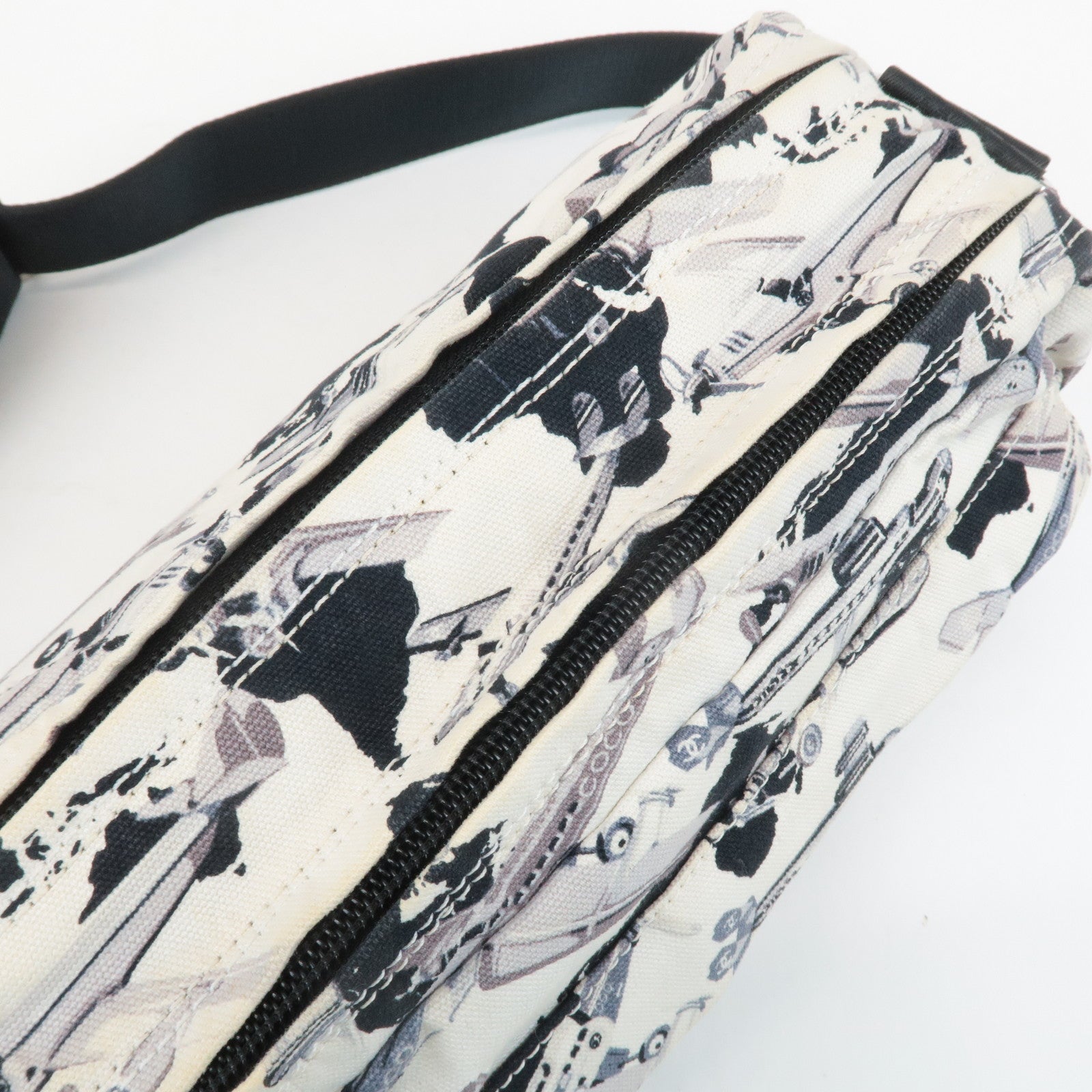 CHANEL Airline Canvas Leather Shoulder Bag Airplane Pattern Used