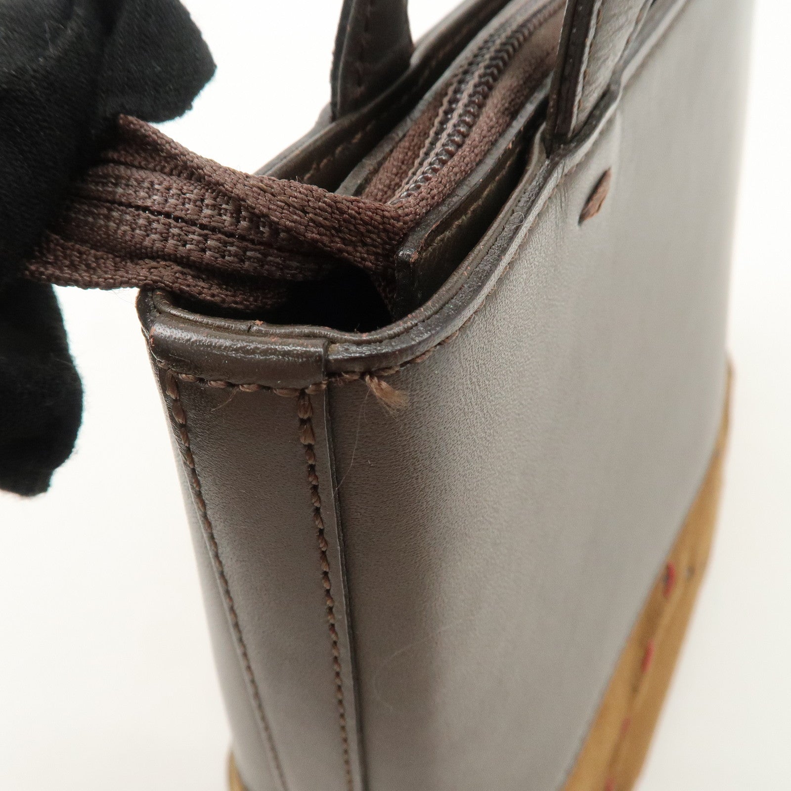 BURBERRY Suede Leather Hand Bag Tote Bag Brown Used