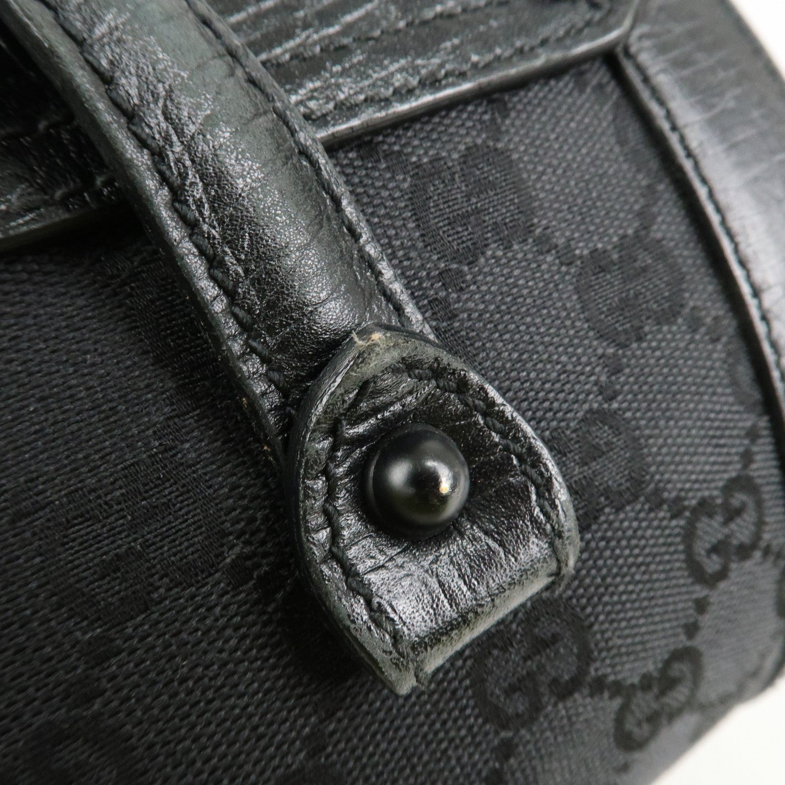 GUCCI Bamboo GG Canvas Leather Shoulder Bag 111713 Used