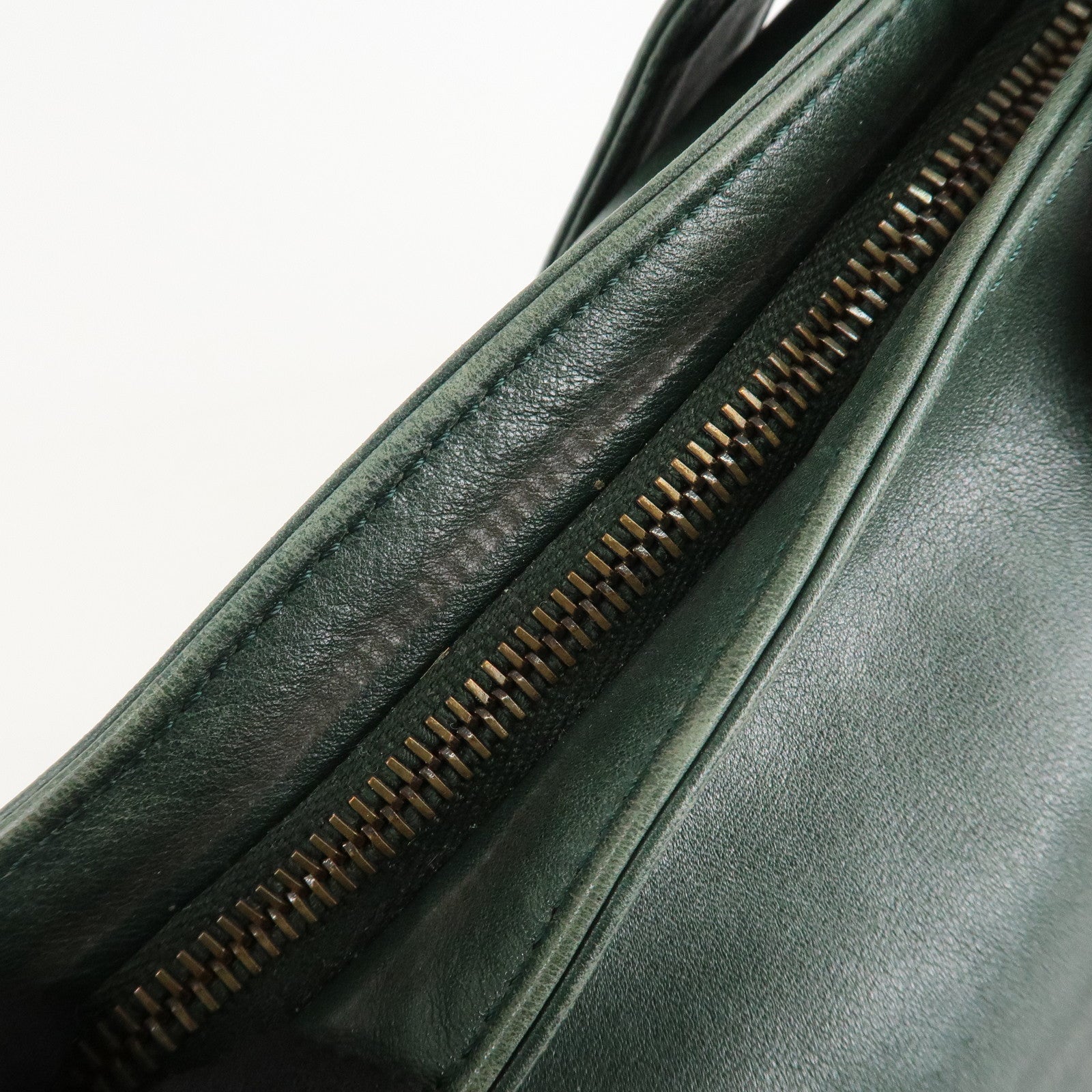CHANEL COCO Mark Lamb Skin Tassel Fringe Shoulder Bag Green Used