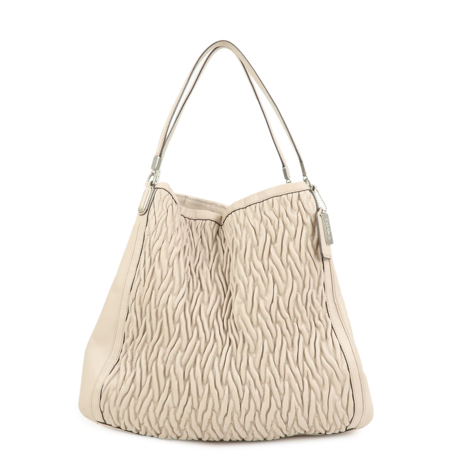 COACH Madison Leather Shoulder Bag Hand Bag Pink Beige