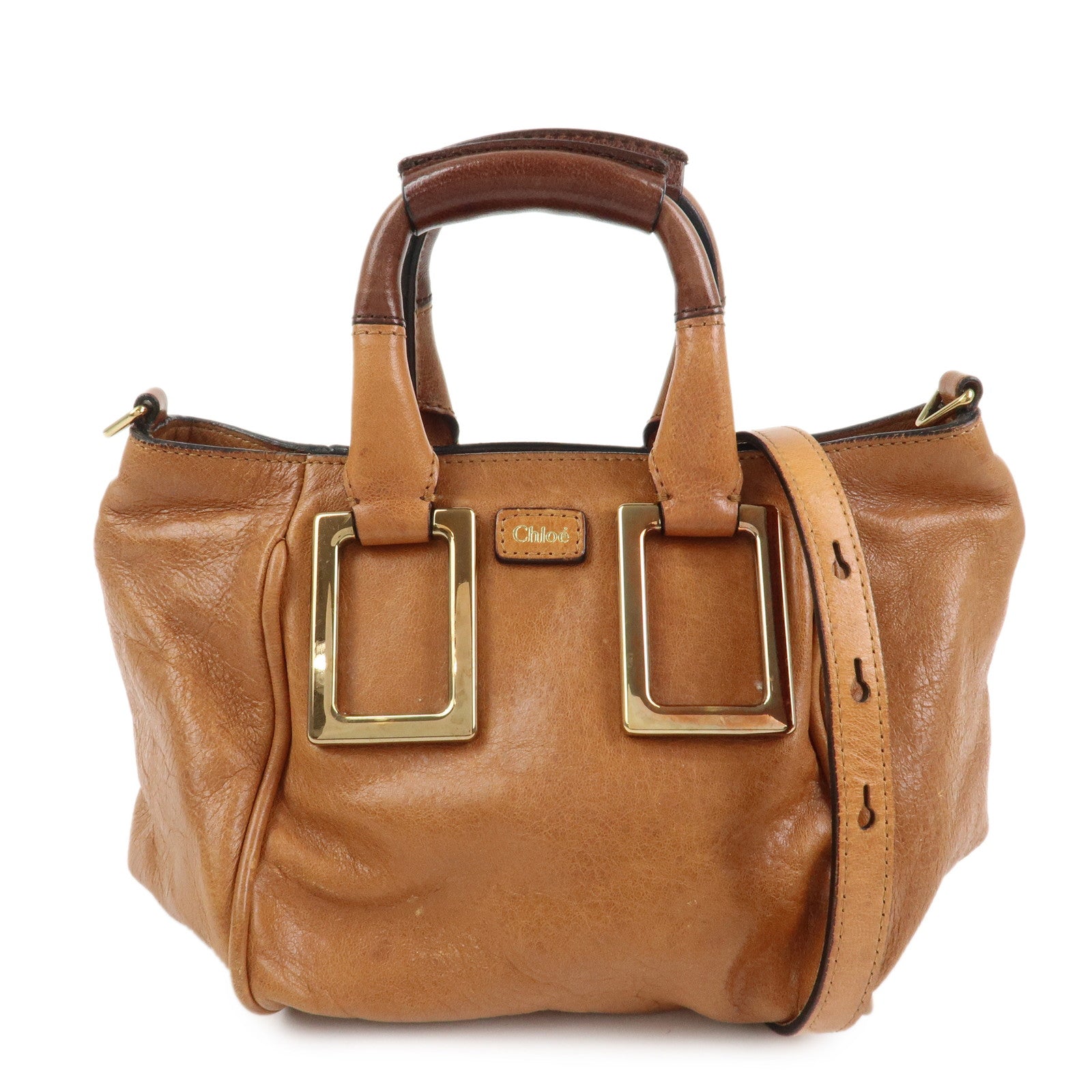 Chloe Ethel Leather 2Way Bag Hand Bag Shoulder Bag Brown