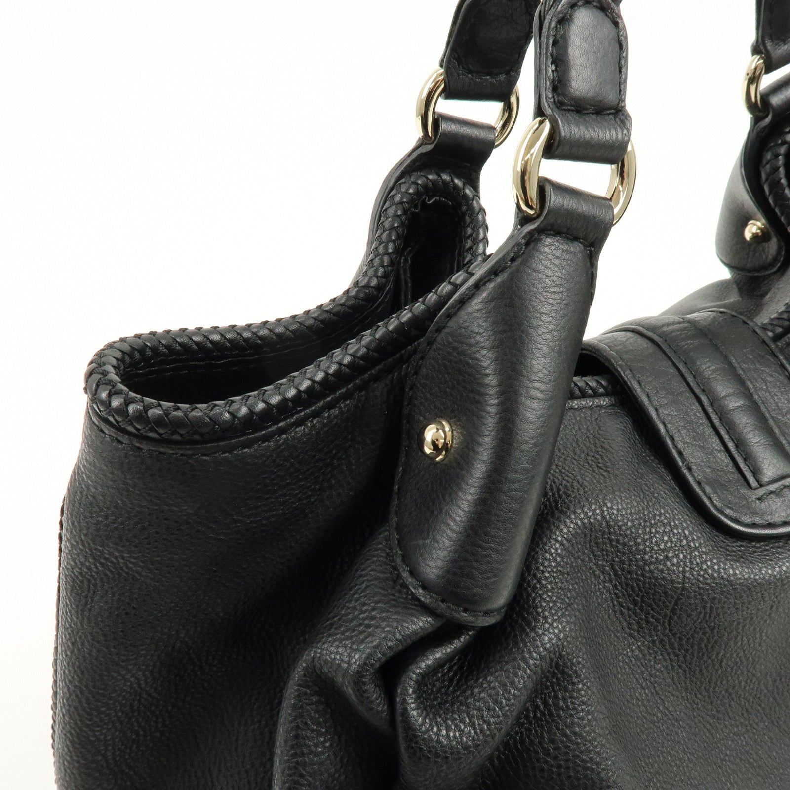 GUCCI Marrakech Leather Shoulder Bag Tote Bag Black 257029