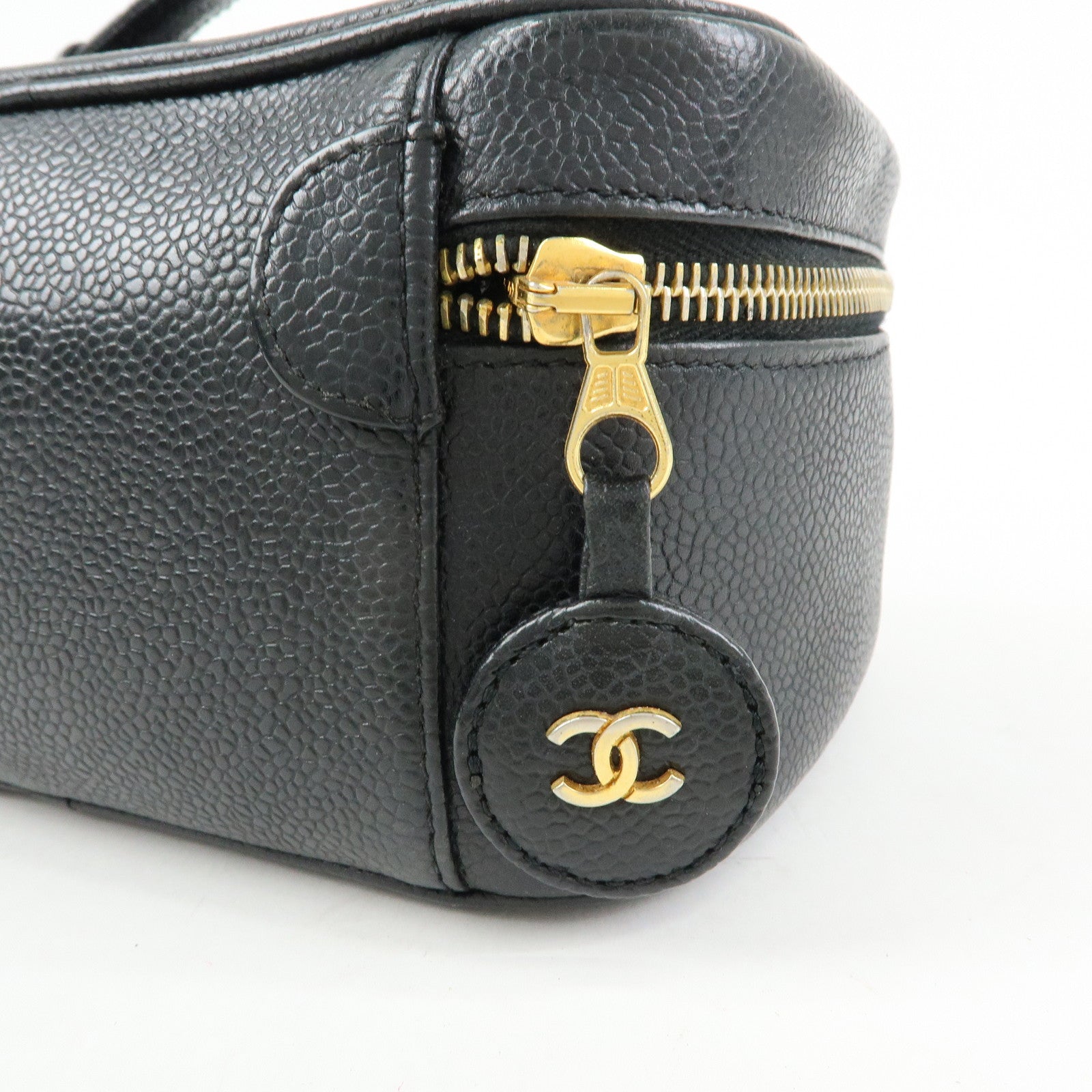 CHANEL COCO Mark Caviarskin Hand Bag Vanity Case Black A01997
