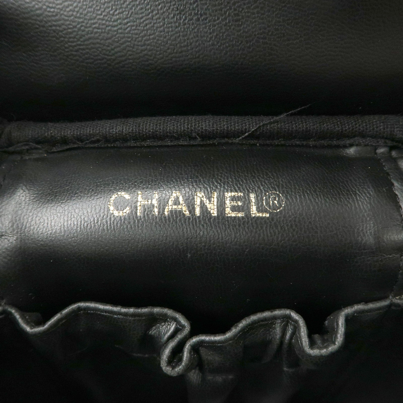 CHANEL Caviar Skin Vanity Bag Hand Bag Cosmetic Pouch Black A01998 Used