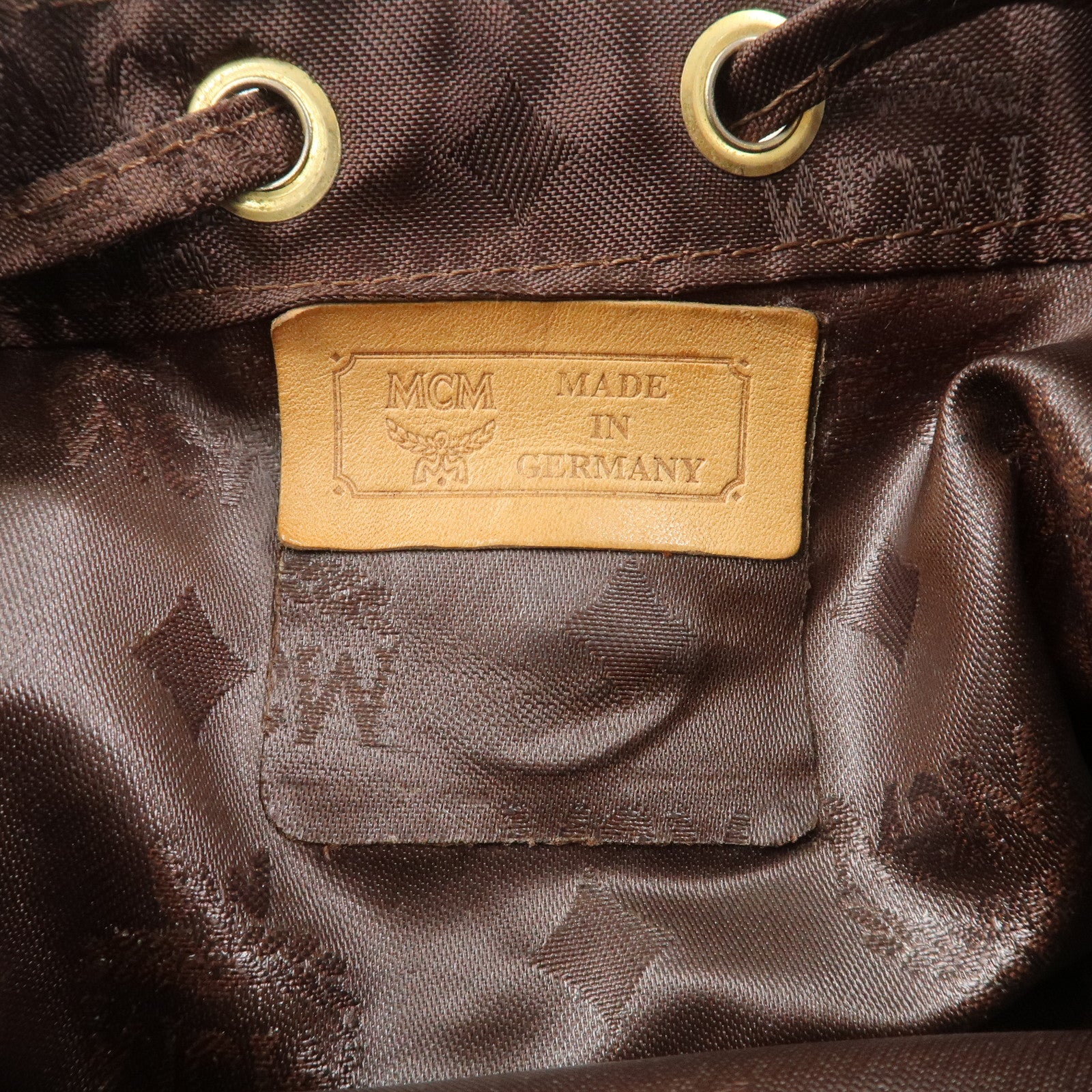 MCM Visetos Nylon Leather Backpack Rucksack Brown
