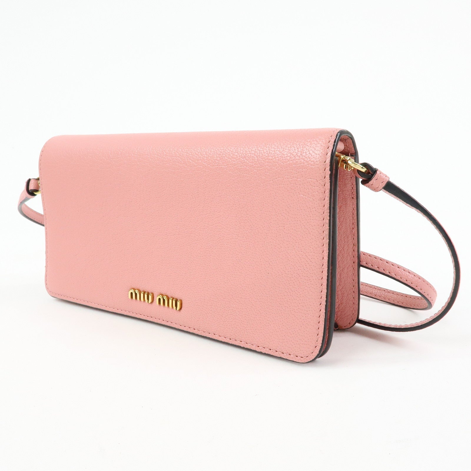 MIU MIU Madras Leather 2Way Clutch Bag Shoulder Bag Pink 5ZH044