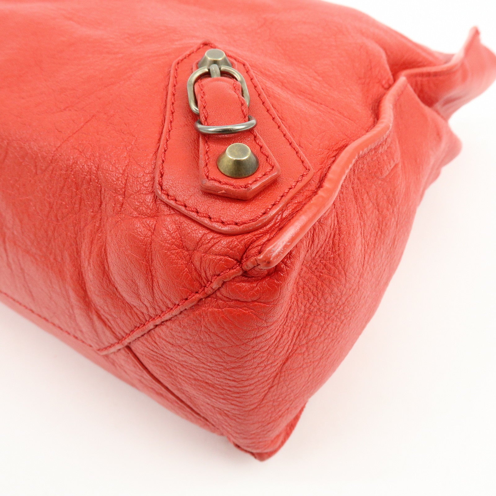 BALENCIAGA Paper Office Zip Leather Tote Bag Hand Bag Red 327771