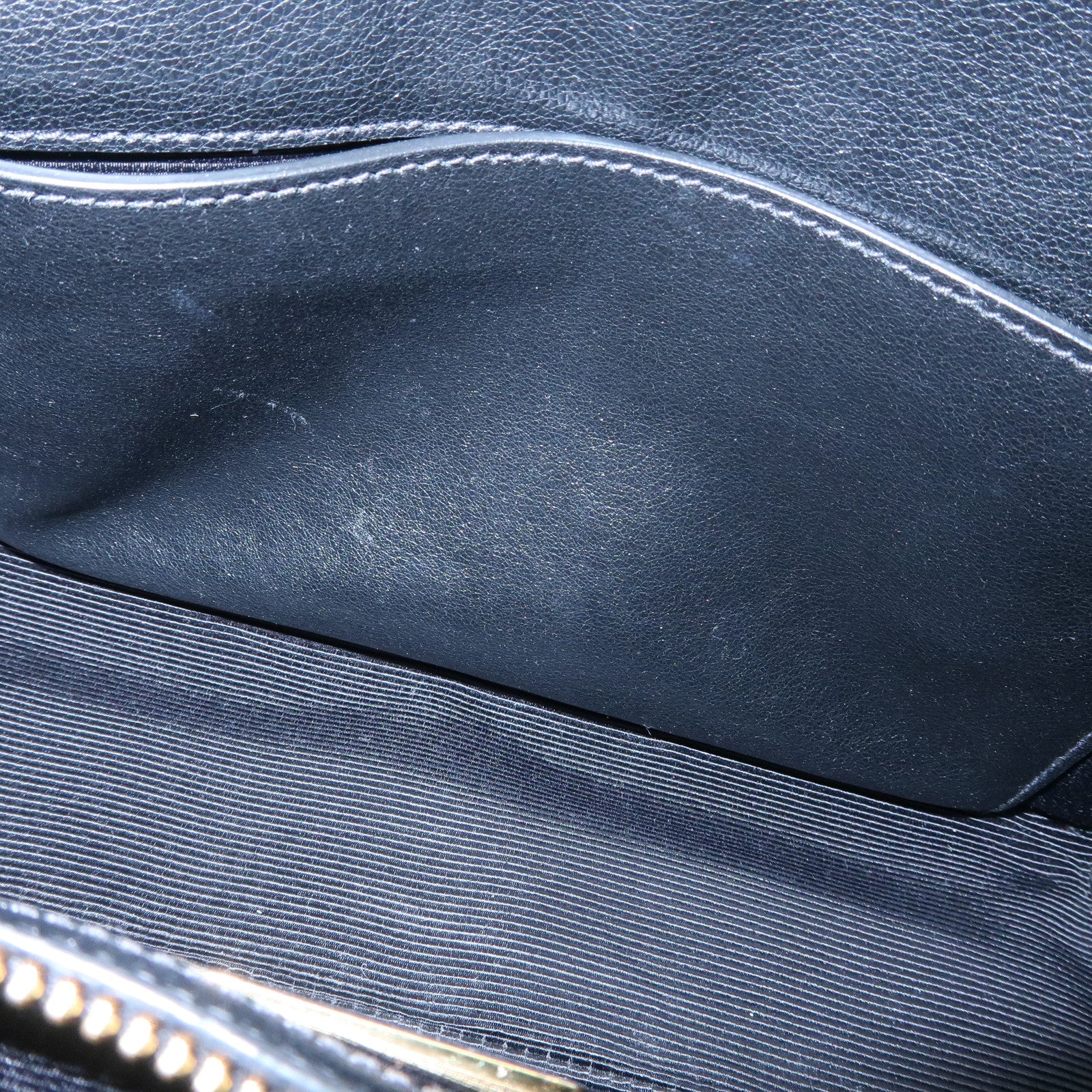 PRADA Leather 2Way Bag Hand Bag Black Gold Hardware Used