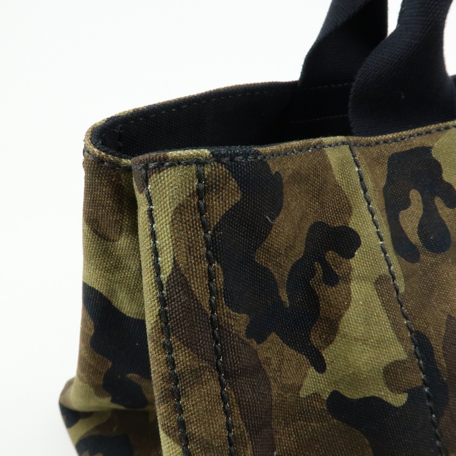 PRADA Triangle Logo Canapa Large Canvas Tote Bag Camouflage B1872B