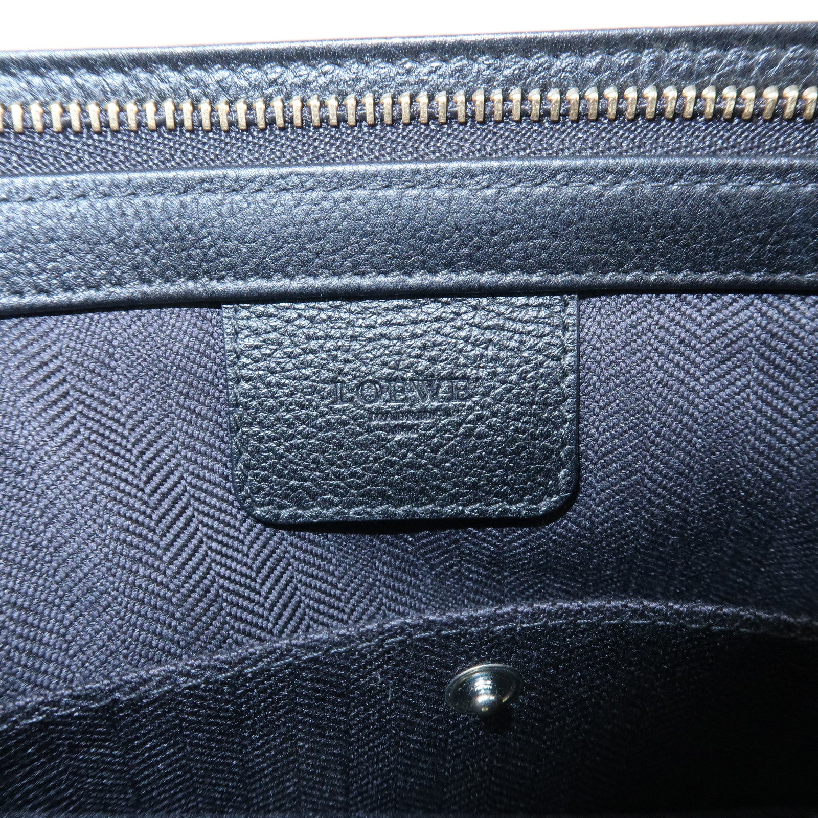 LOEWE Unborn Calf Leather Clutch Bag Pouch Brown Used