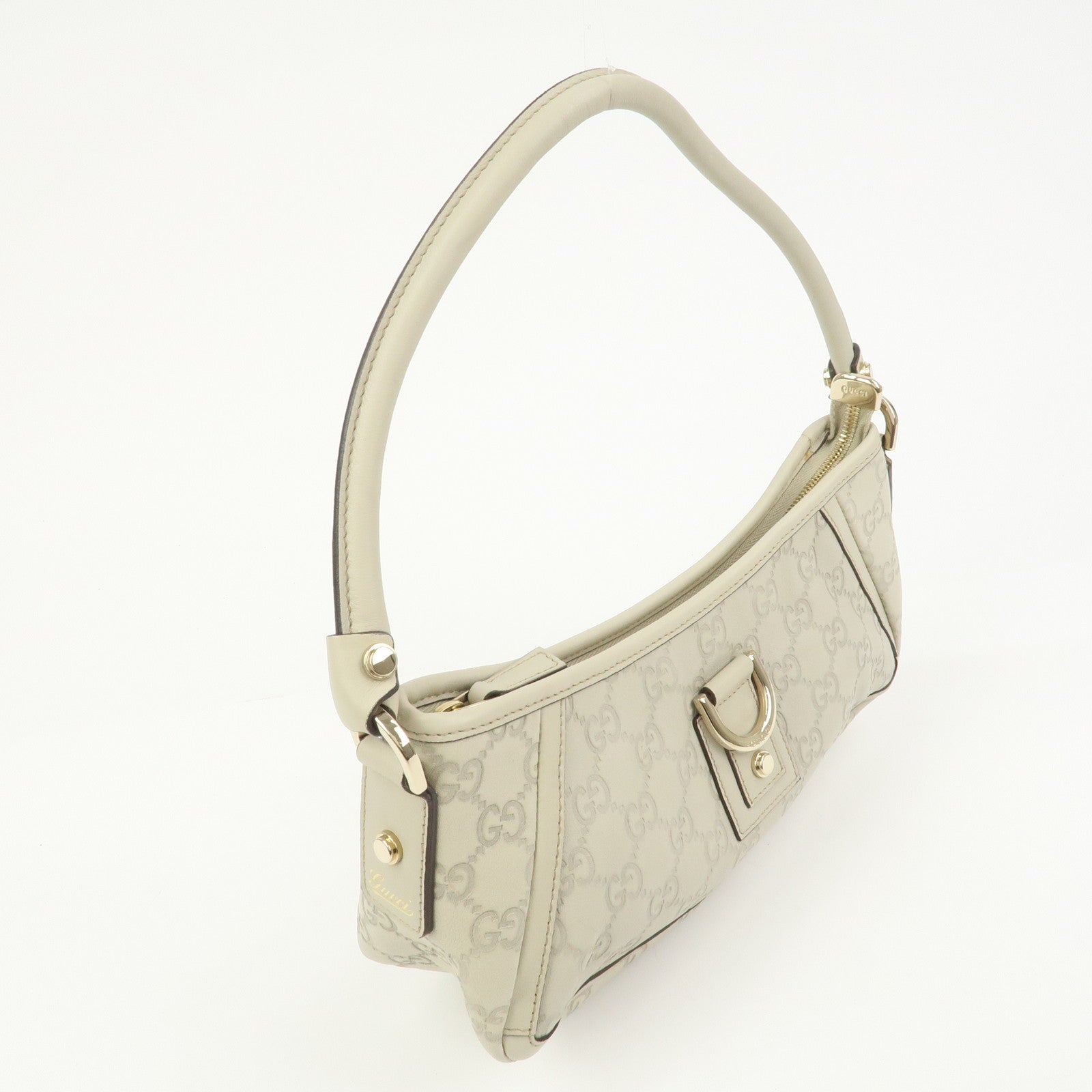 GUCCI Abbey Guccissima Leather Shoulder Bag Hand Bag Ivory 130939
