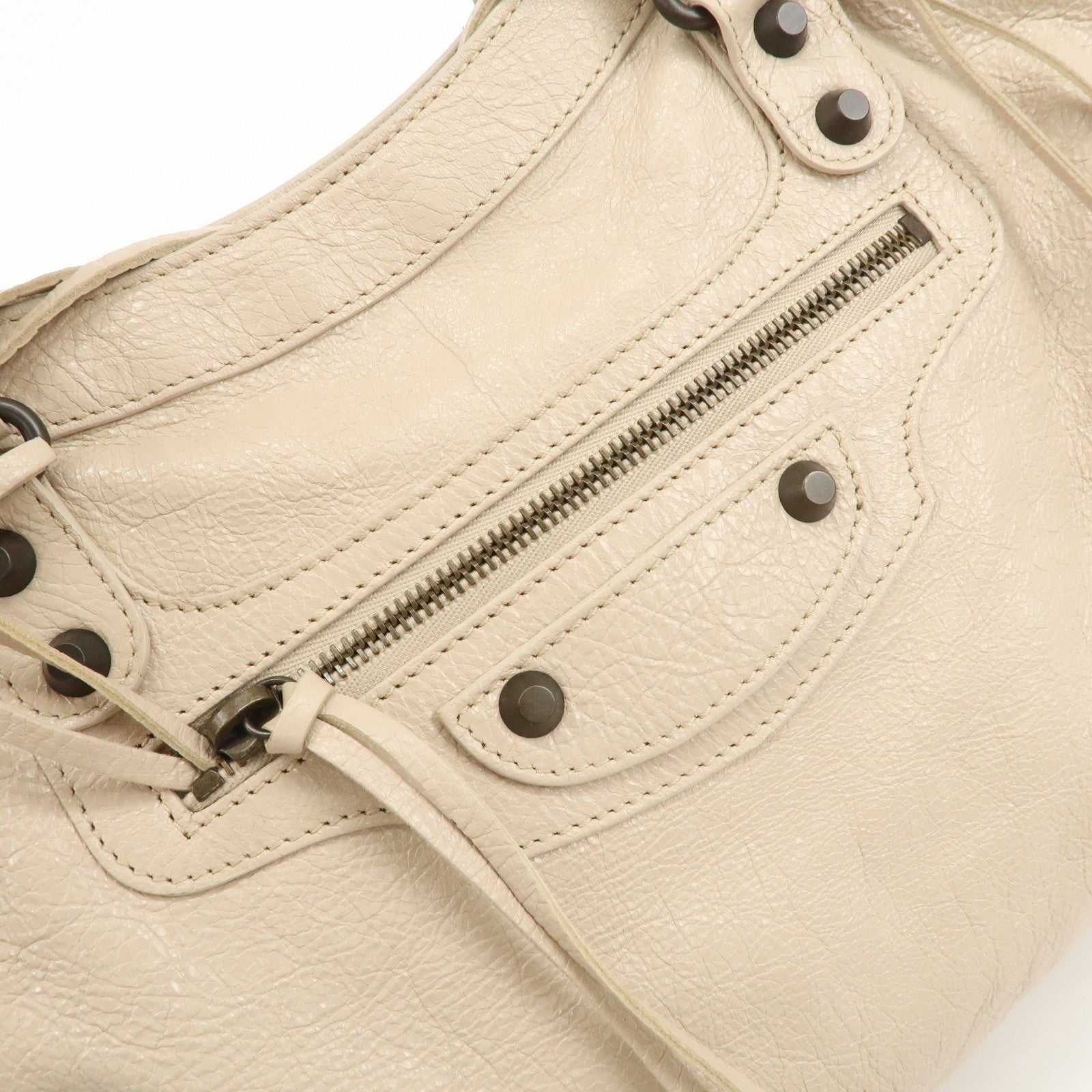 BALENCIAGA Classic City Leather 2Way Bag Shoulder Bag Beige 505550 Used