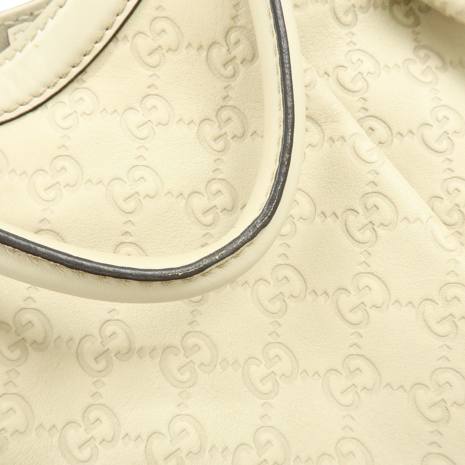 GUCCI Sukey Guccissima Leather Tote Bag Hand Bag White 211944