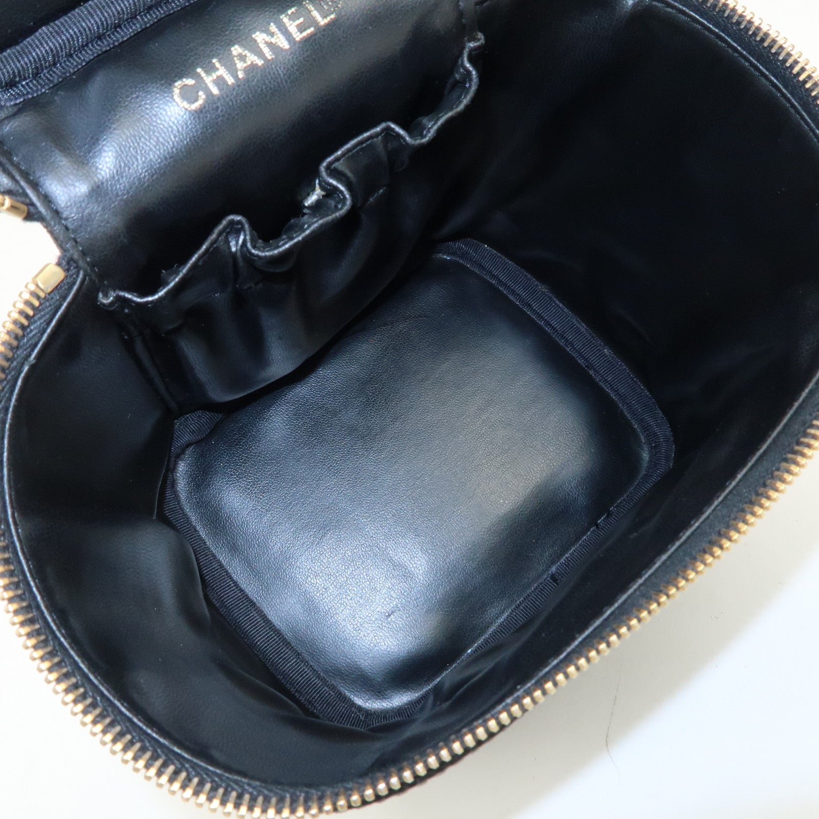 CHANEL COCO Mark Caviarskin Vanity Bag Hand Bag Black A01998