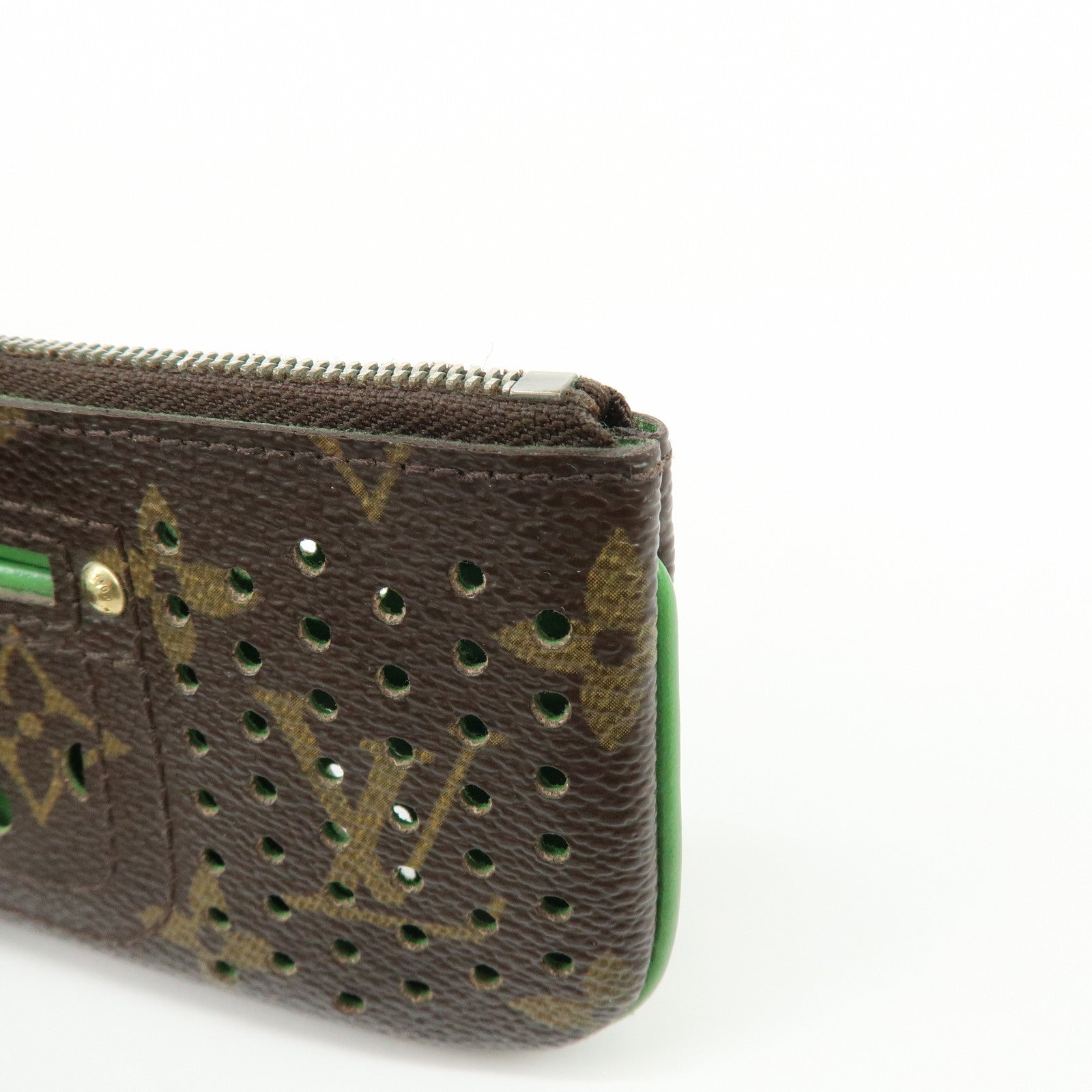 Louis Vuitton Monogram Perfo Pochette Cles Key Case Vert M95186
