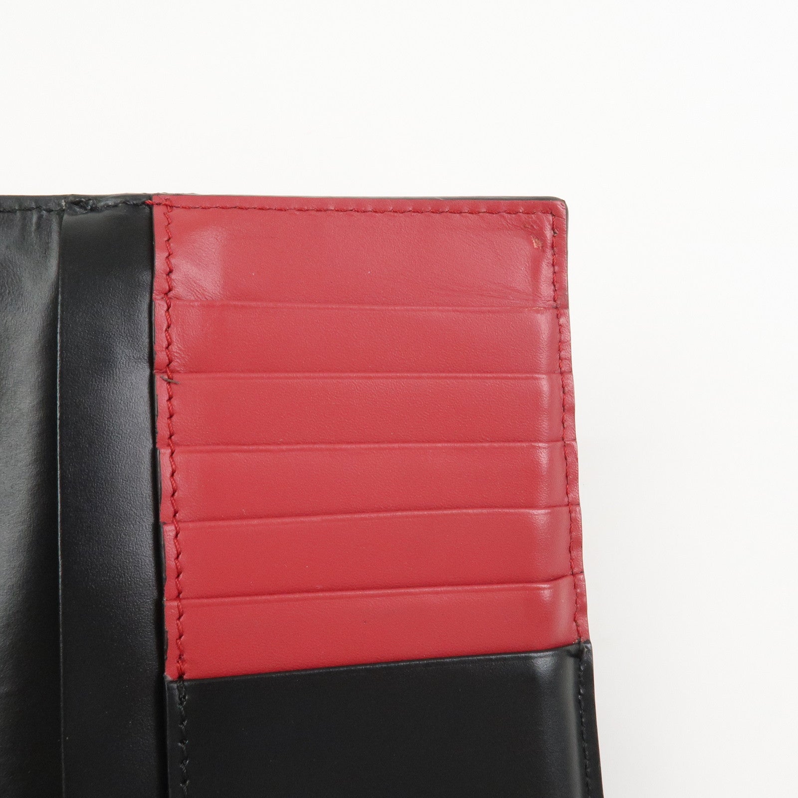 FENDI Shadow Leather Flap Long Wallet Black 7M0355