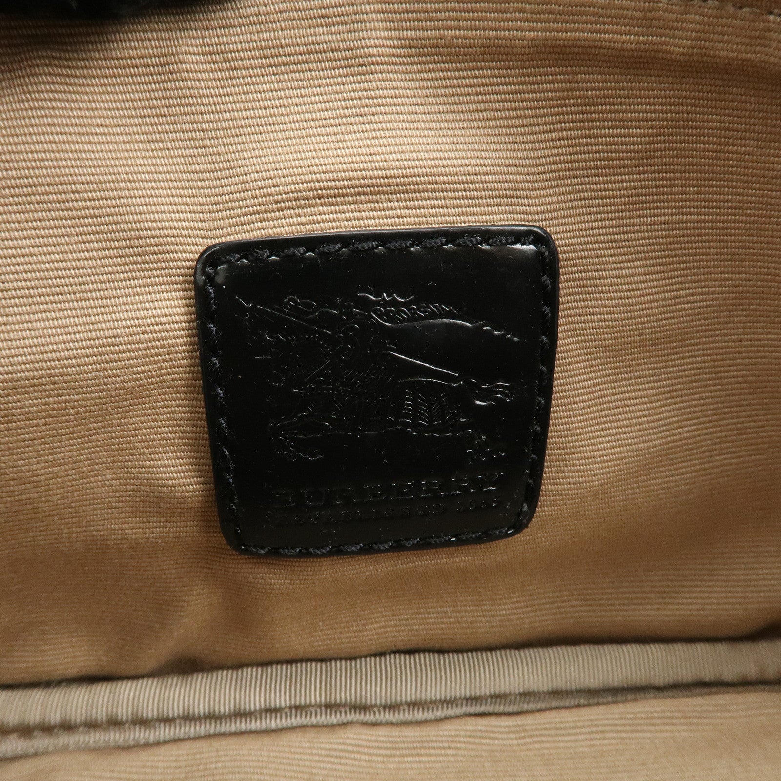 BURBERRY Leather PVC Boat Bag Hand Bag Shoulder Bag Nova Plaid Black Used