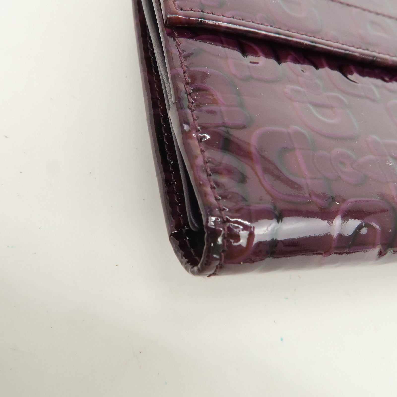 GUCCI New Jackie Logo Patent Leather Long Flap Wallet Purple 141430