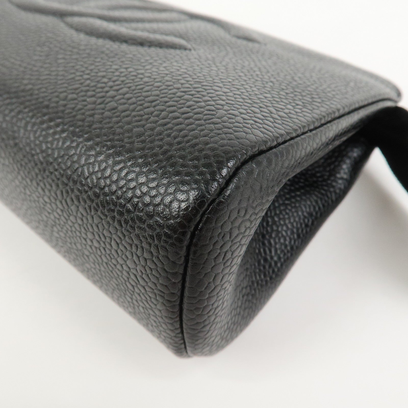 CHANEL COCO Mark Caviarskin Cosmetic Pouch Black