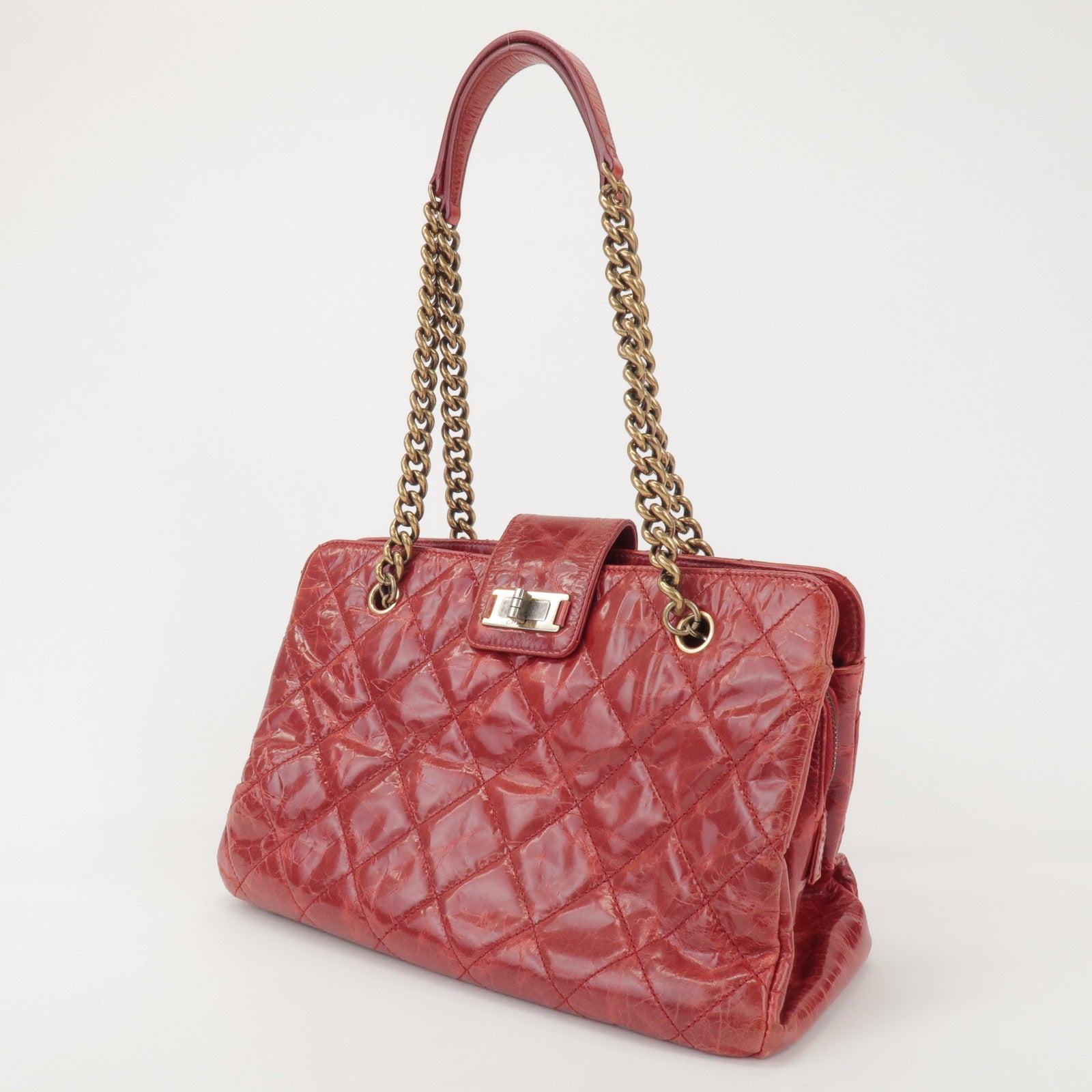 CHANEL CHANEL 2.55 Leather Chain Shoulder Bag Hand Bag Red