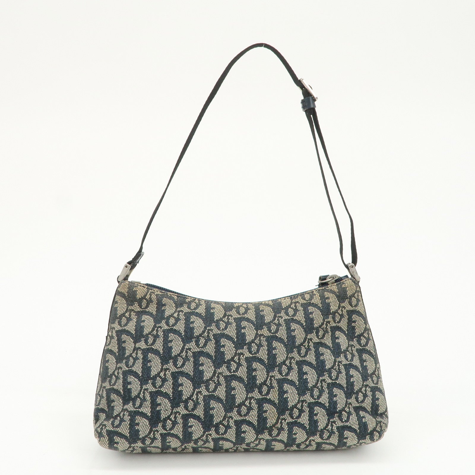 Christian Dior Trotter Canvas Leather Shoulder Bag Hand Bag Navy